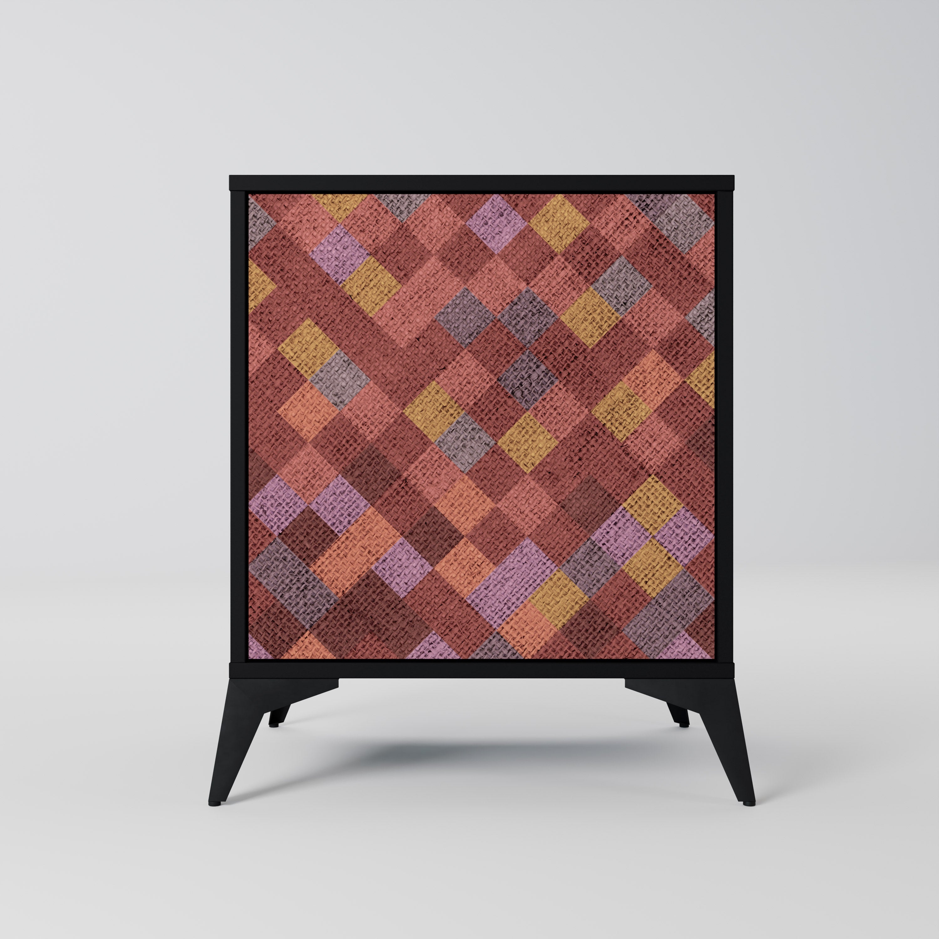 Aparador de 1 puerta PAINTED SQUARES en acabado negro