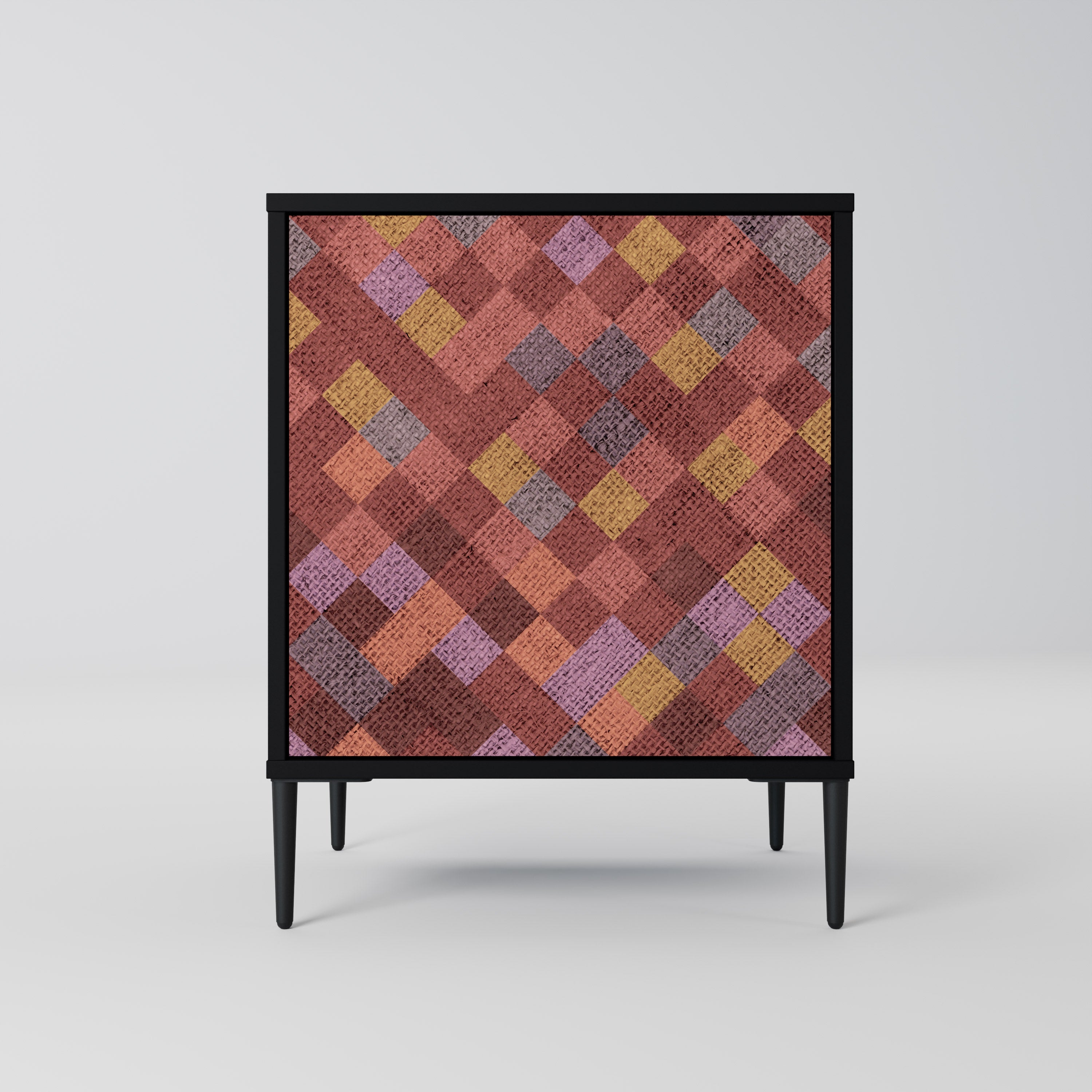 Aparador de 1 puerta PAINTED SQUARES en acabado negro