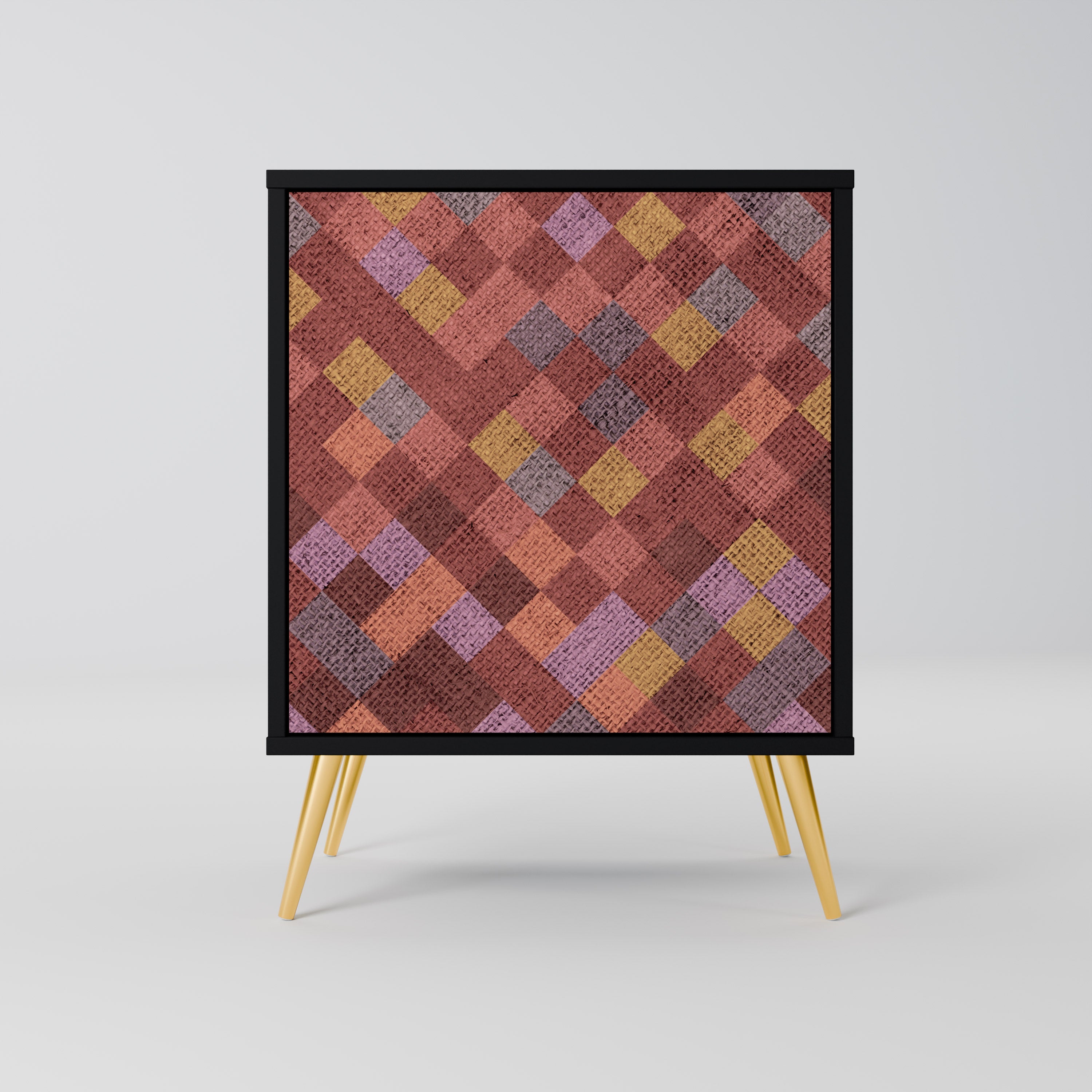 Aparador de 1 puerta PAINTED SQUARES en acabado negro