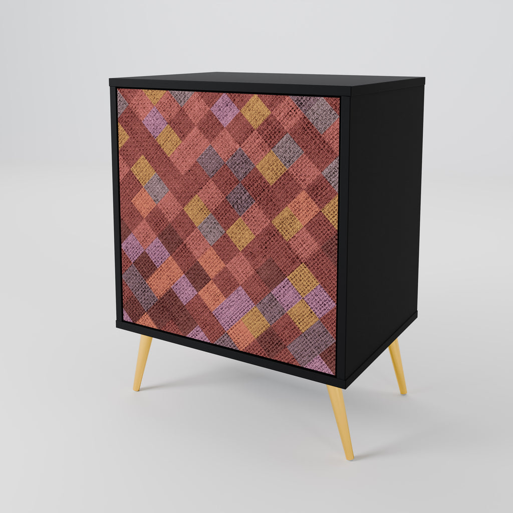 Aparador de 1 puerta PAINTED SQUARES en acabado negro