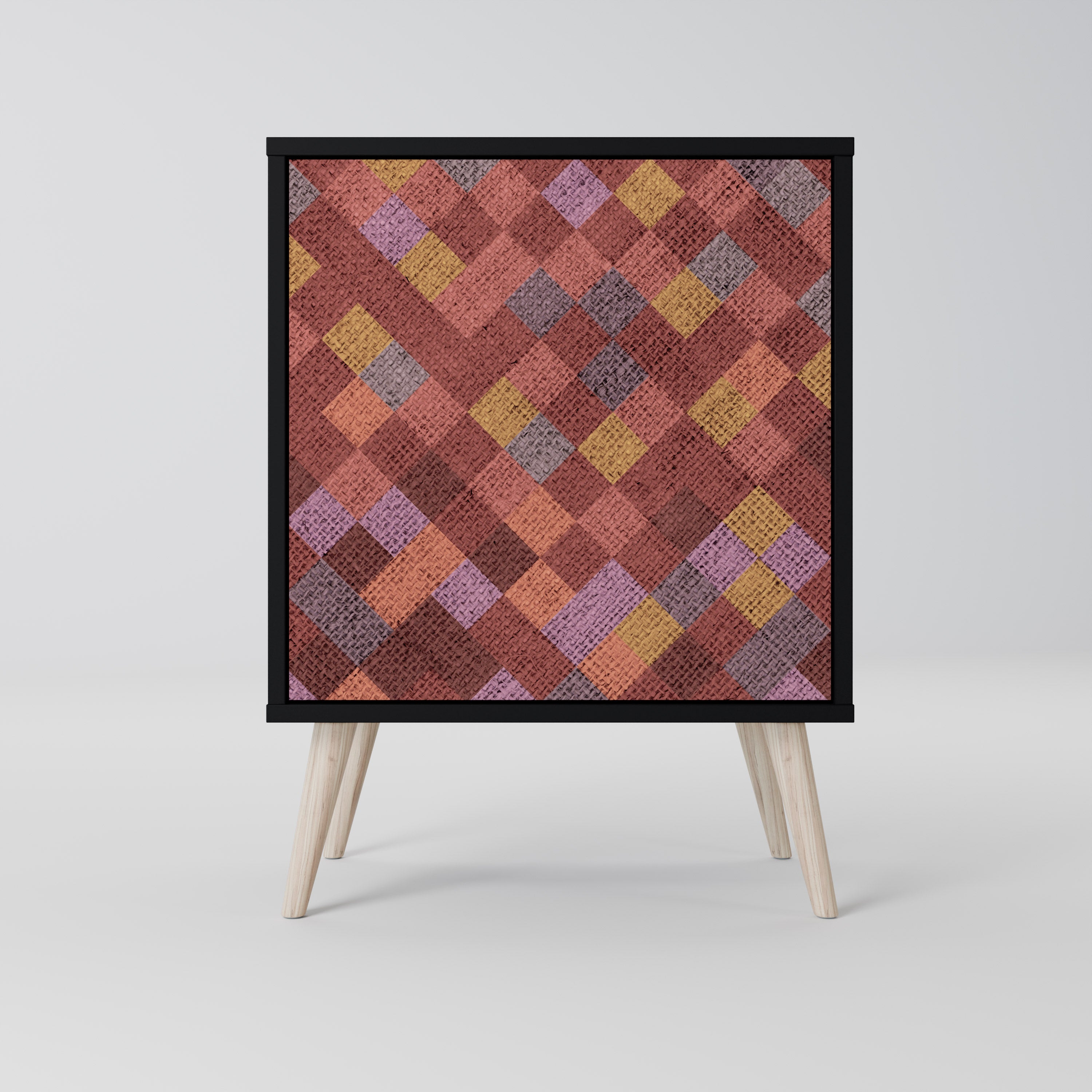 Aparador de 1 puerta PAINTED SQUARES en acabado negro