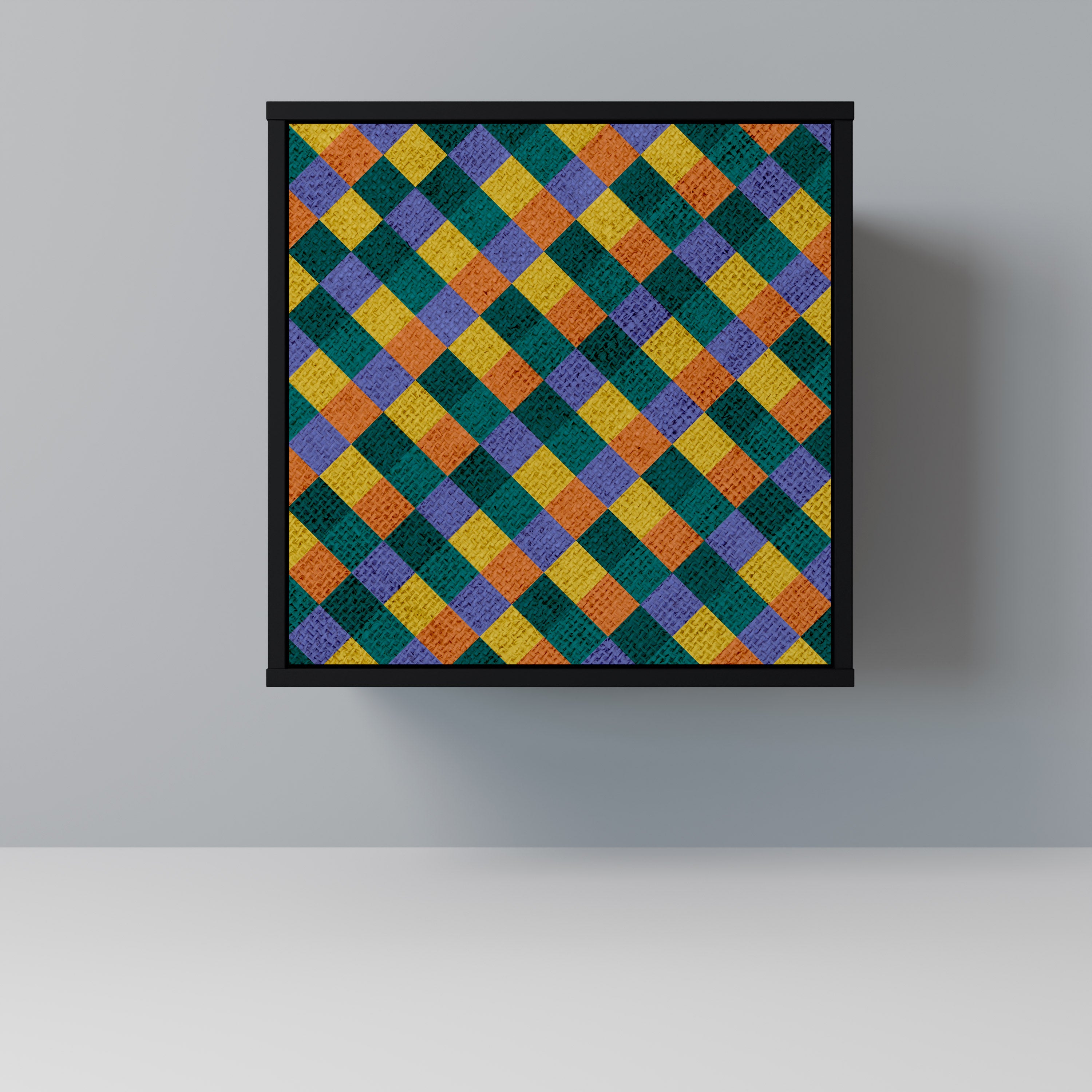 Aparador de 1 puerta PAINTED SQUARES MIX en acabado negro