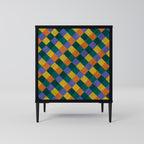 PAINTED SQUARES MIX 1-Door Sideboard in Black Finish