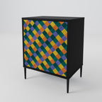 PAINTED SQUARES MIX 1-Door Sideboard in Black Finish