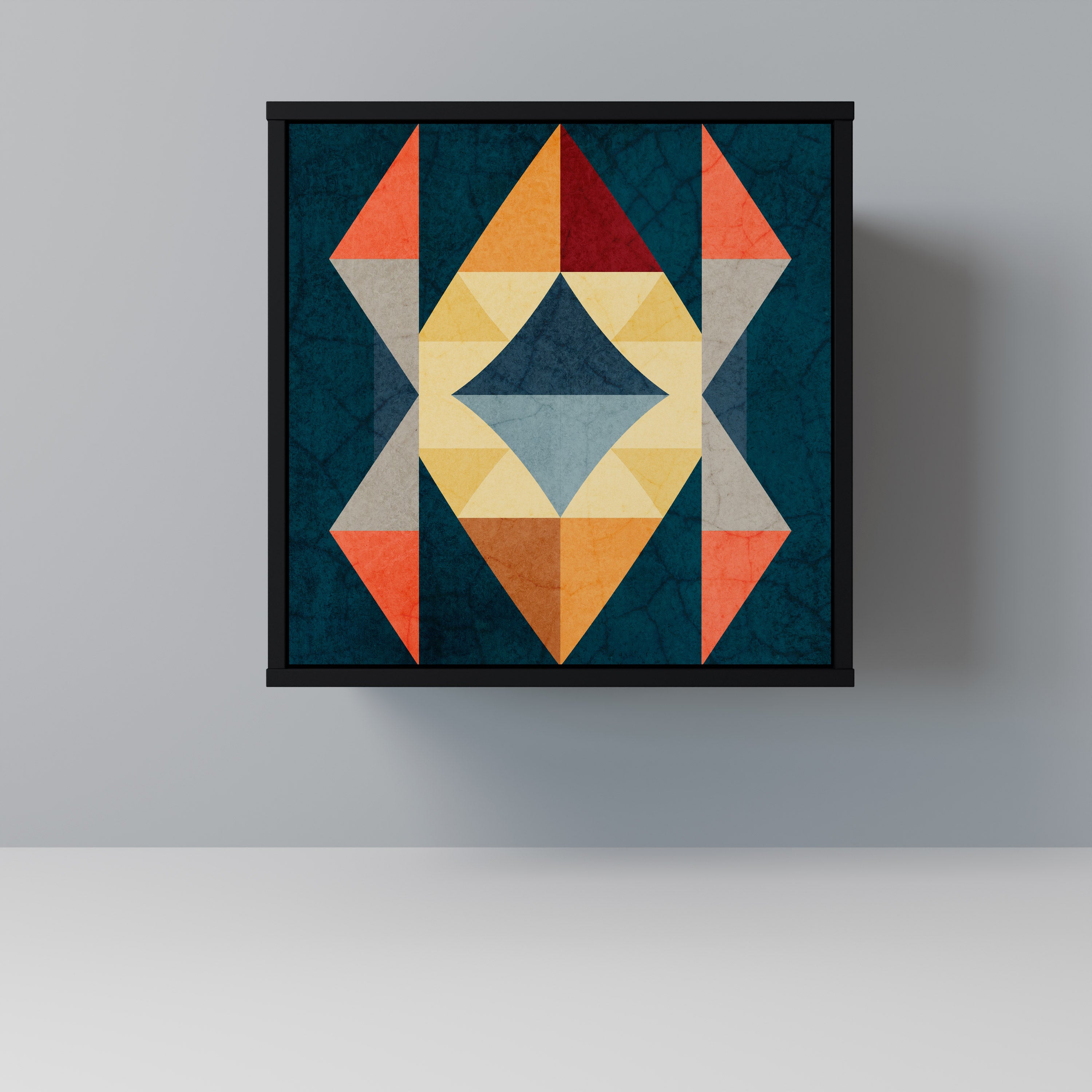 Aparador de 1 puerta CRACKED ILLUSION en acabado negro