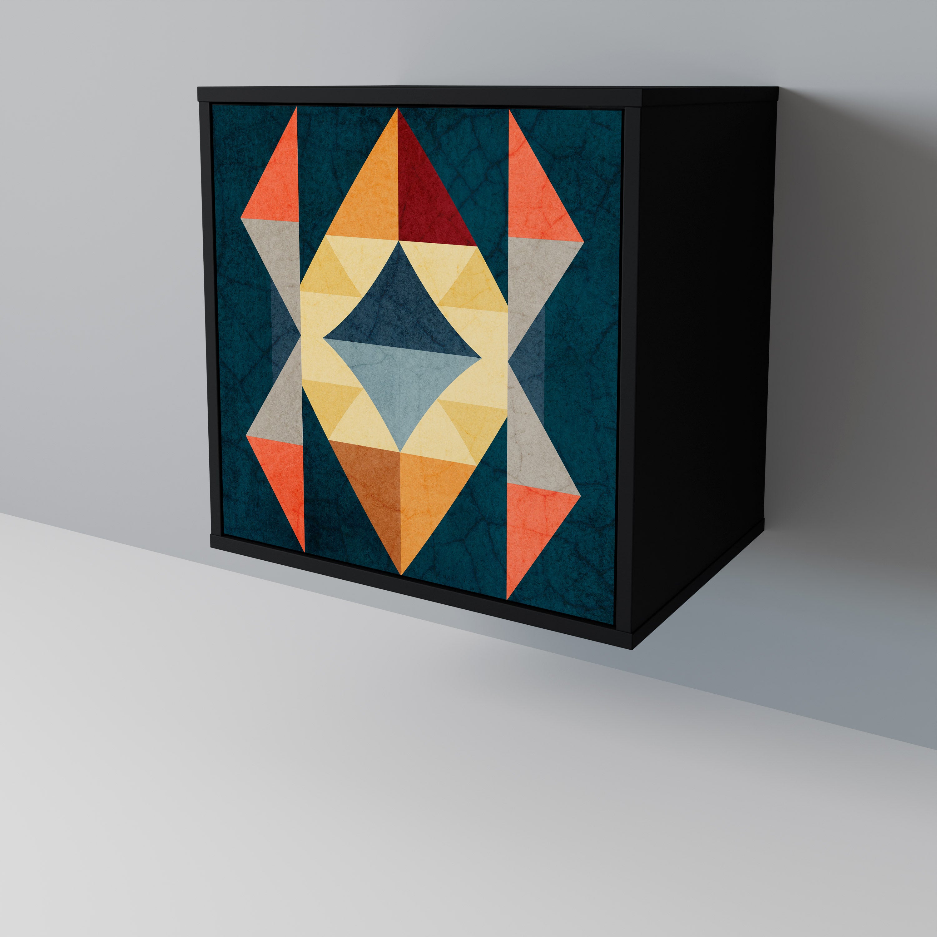 Aparador de 1 puerta CRACKED ILLUSION en acabado negro