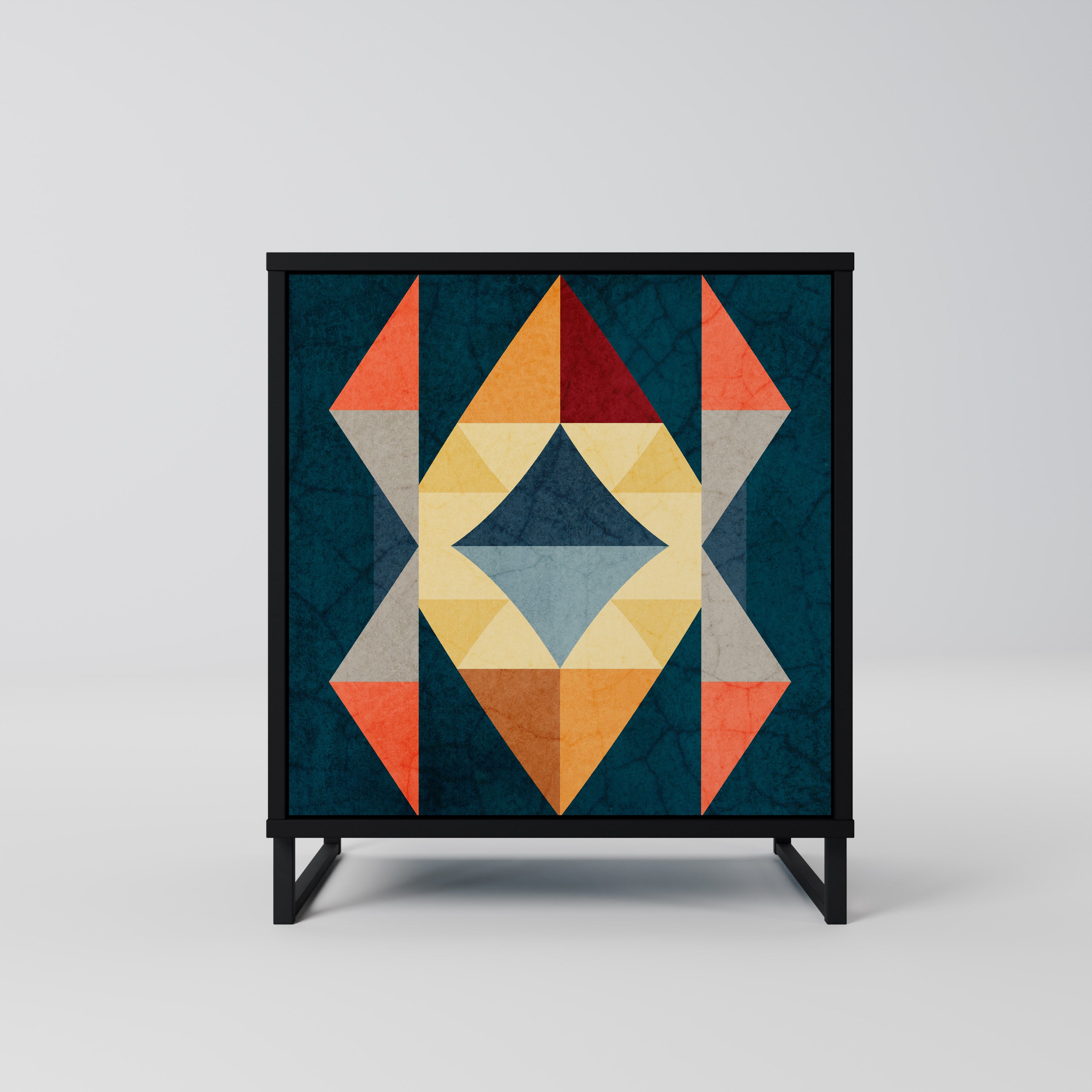 Aparador de 1 puerta CRACKED ILLUSION en acabado negro