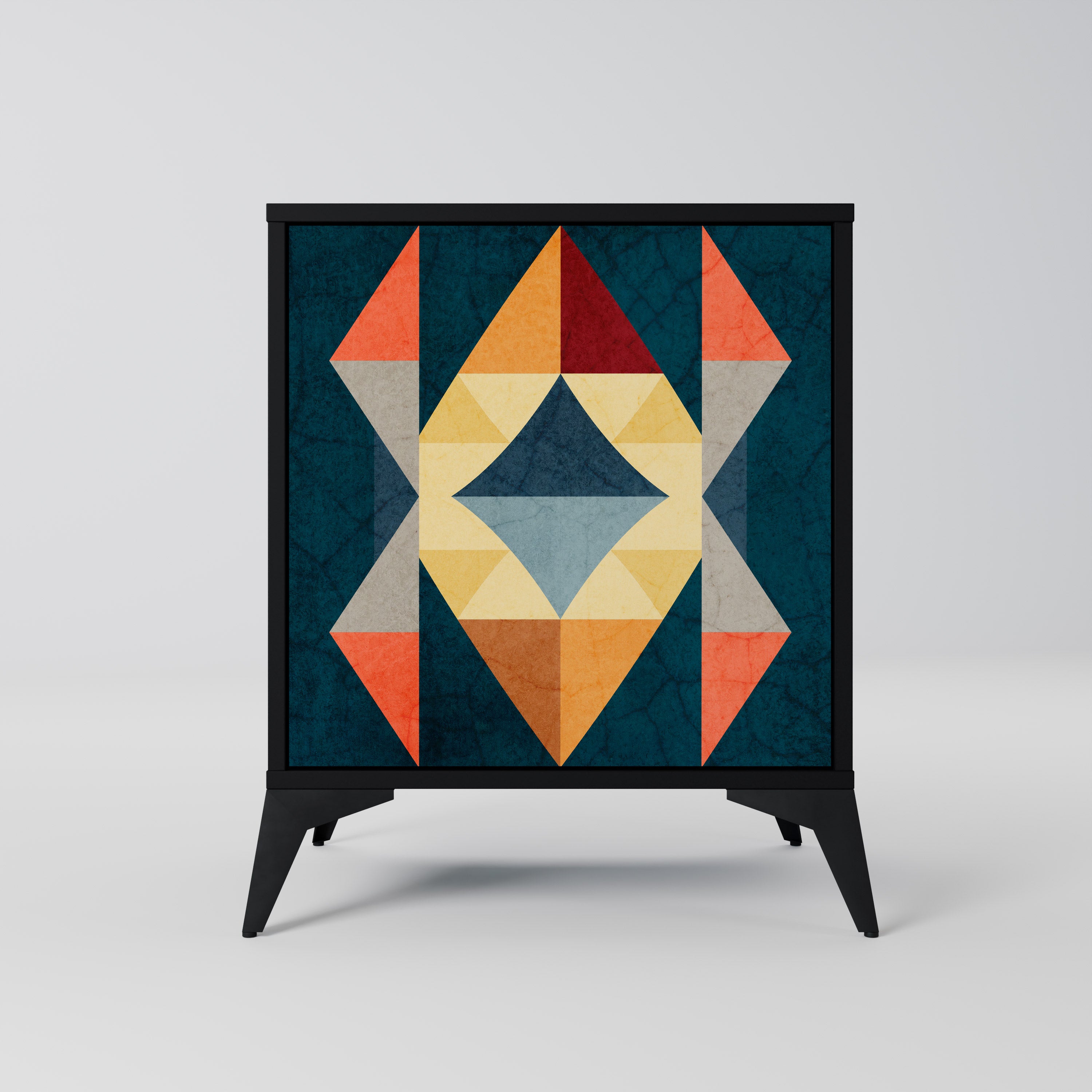 Aparador de 1 puerta CRACKED ILLUSION en acabado negro