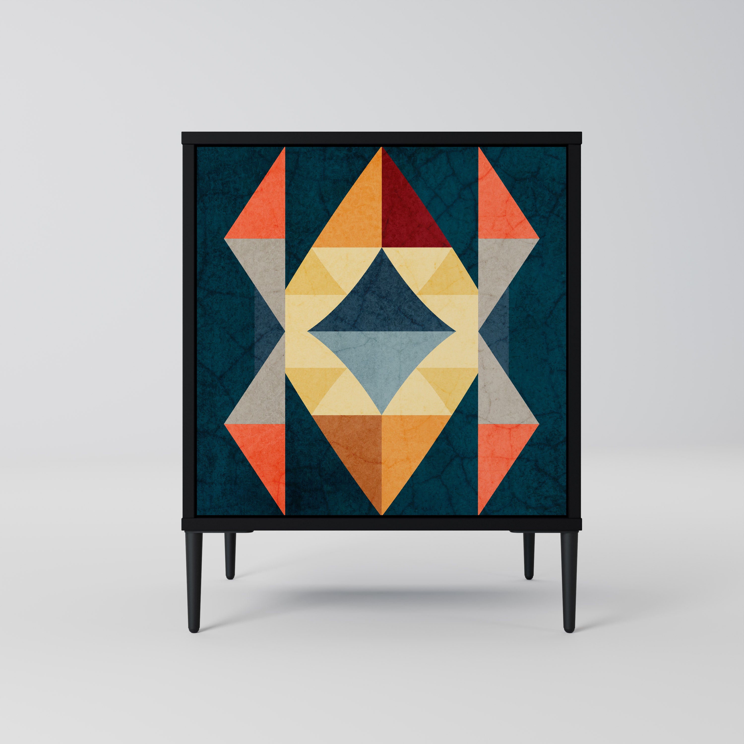 Aparador de 1 puerta CRACKED ILLUSION en acabado negro