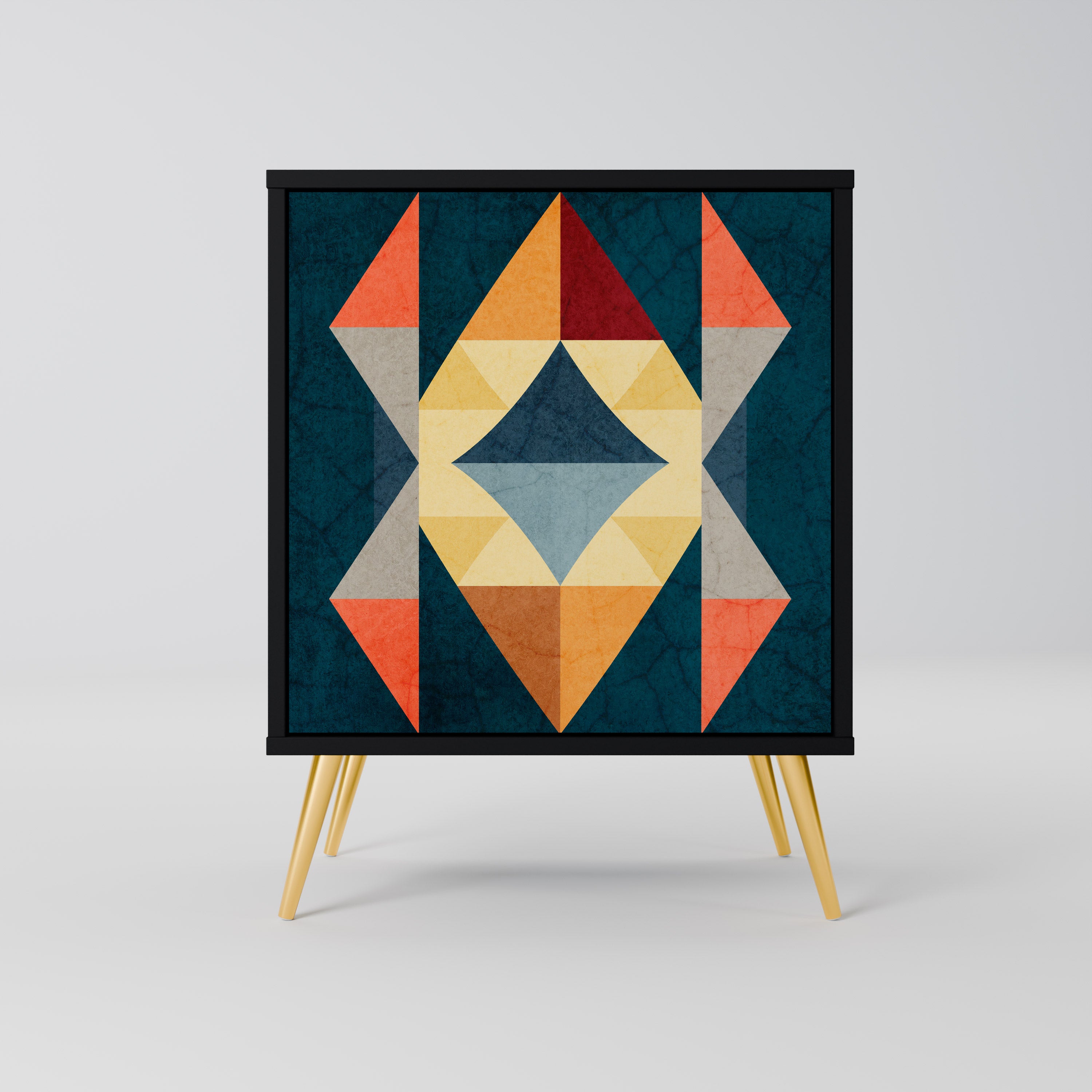 Aparador de 1 puerta CRACKED ILLUSION en acabado negro