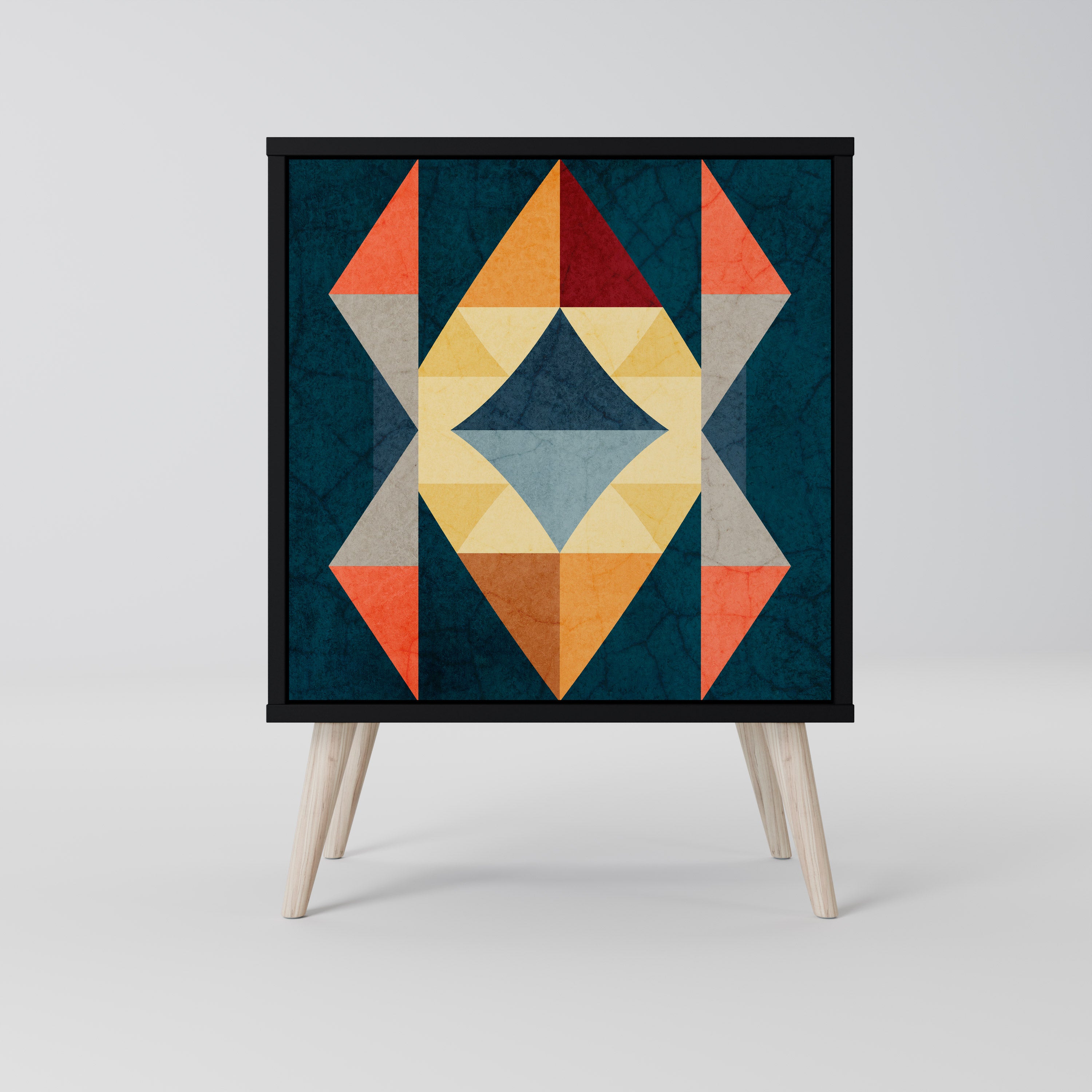 Aparador de 1 puerta CRACKED ILLUSION en acabado negro