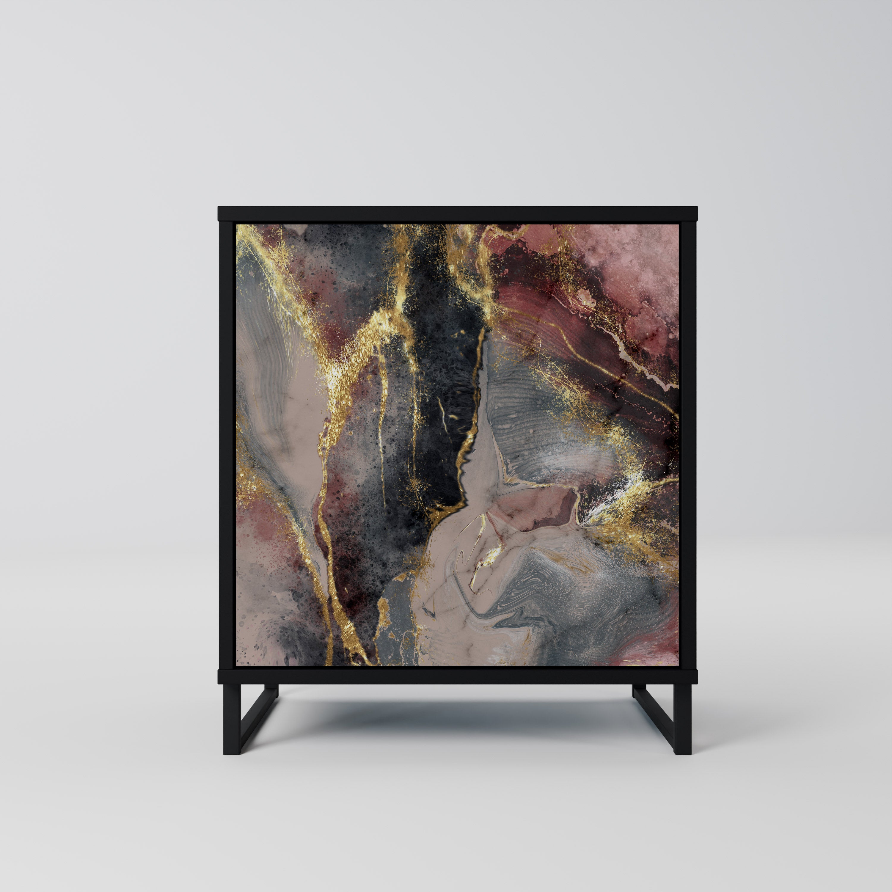 Aparador GOLDEN TIDES de 1 puerta en acabado negro