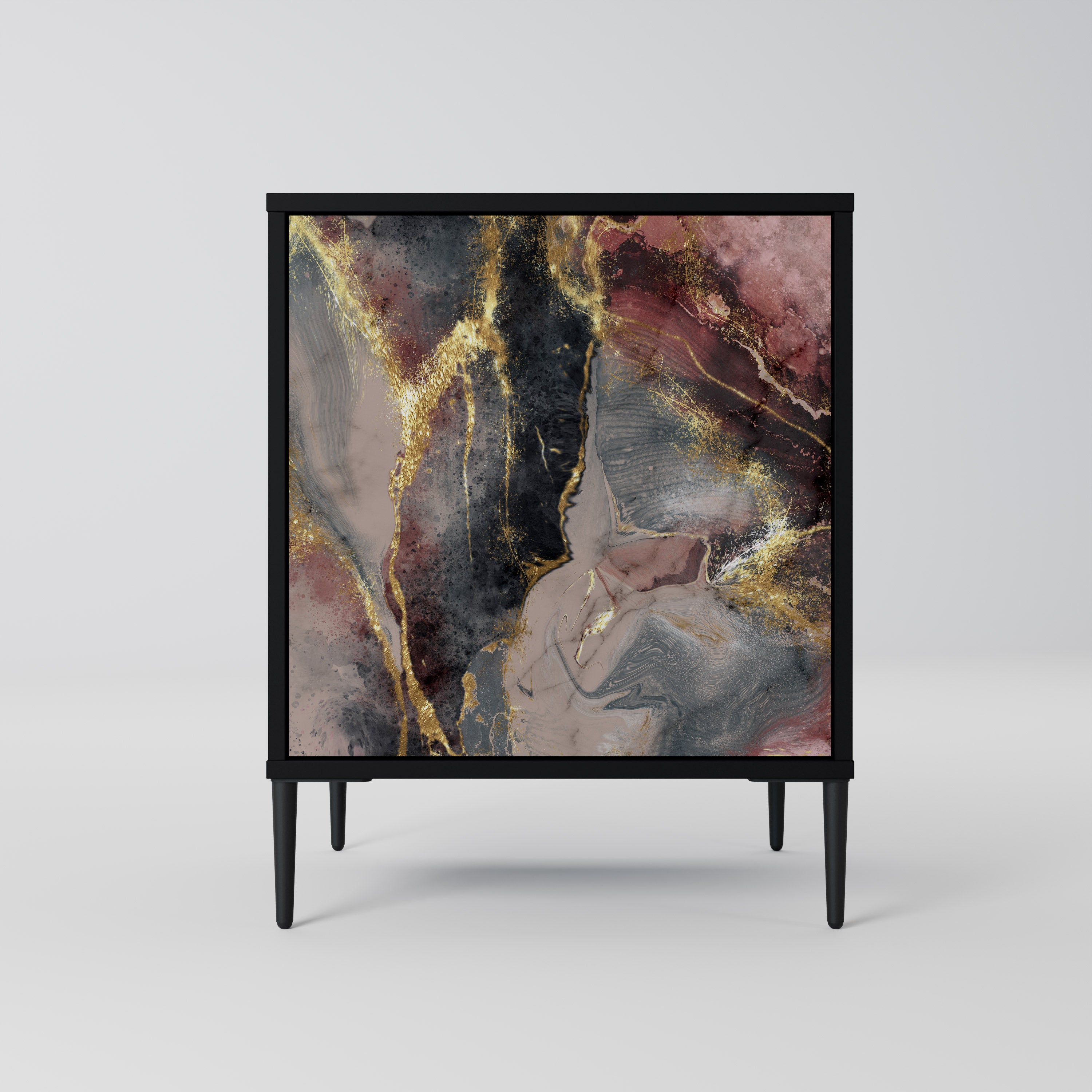 Aparador GOLDEN TIDES de 1 puerta en acabado negro