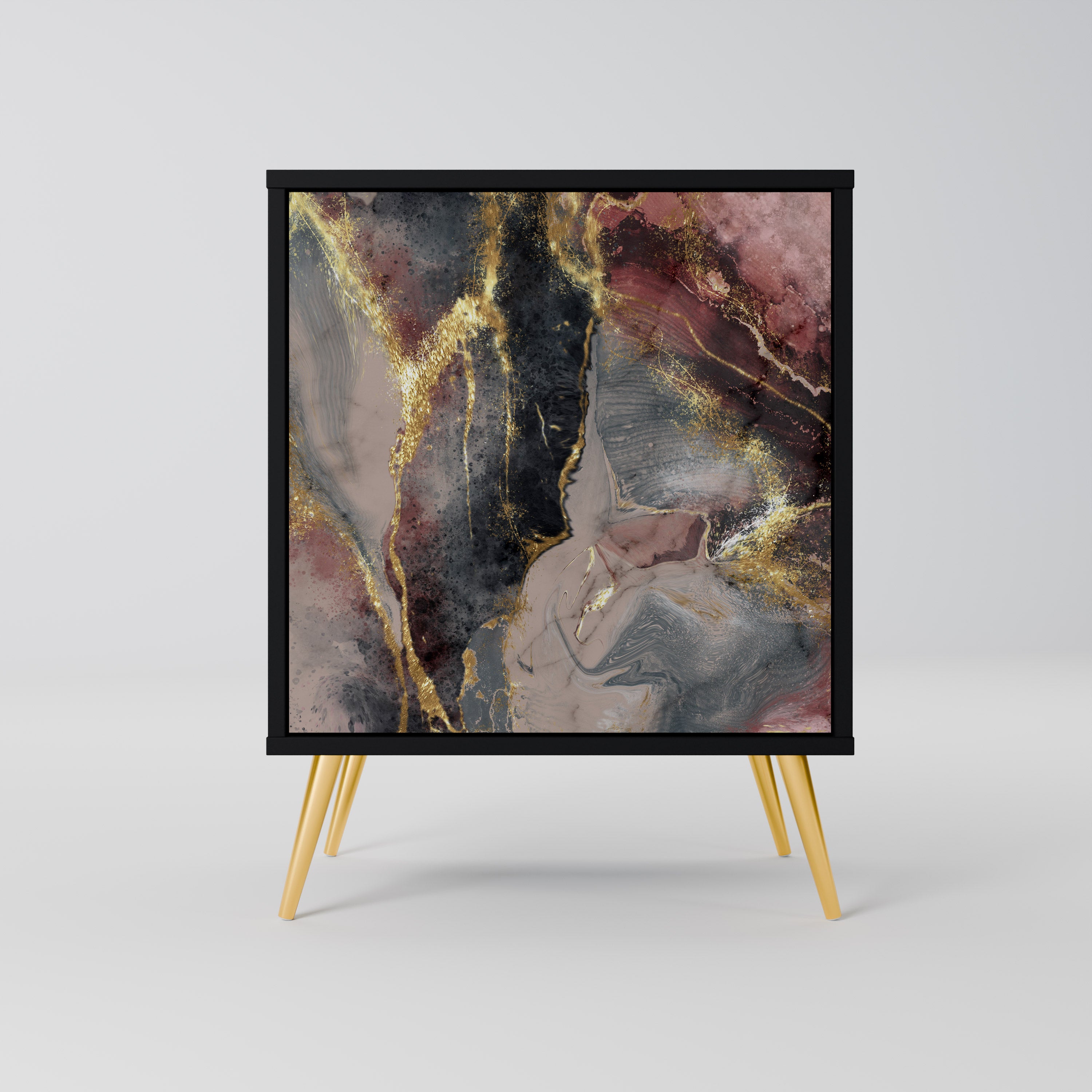 Aparador GOLDEN TIDES de 1 puerta en acabado negro