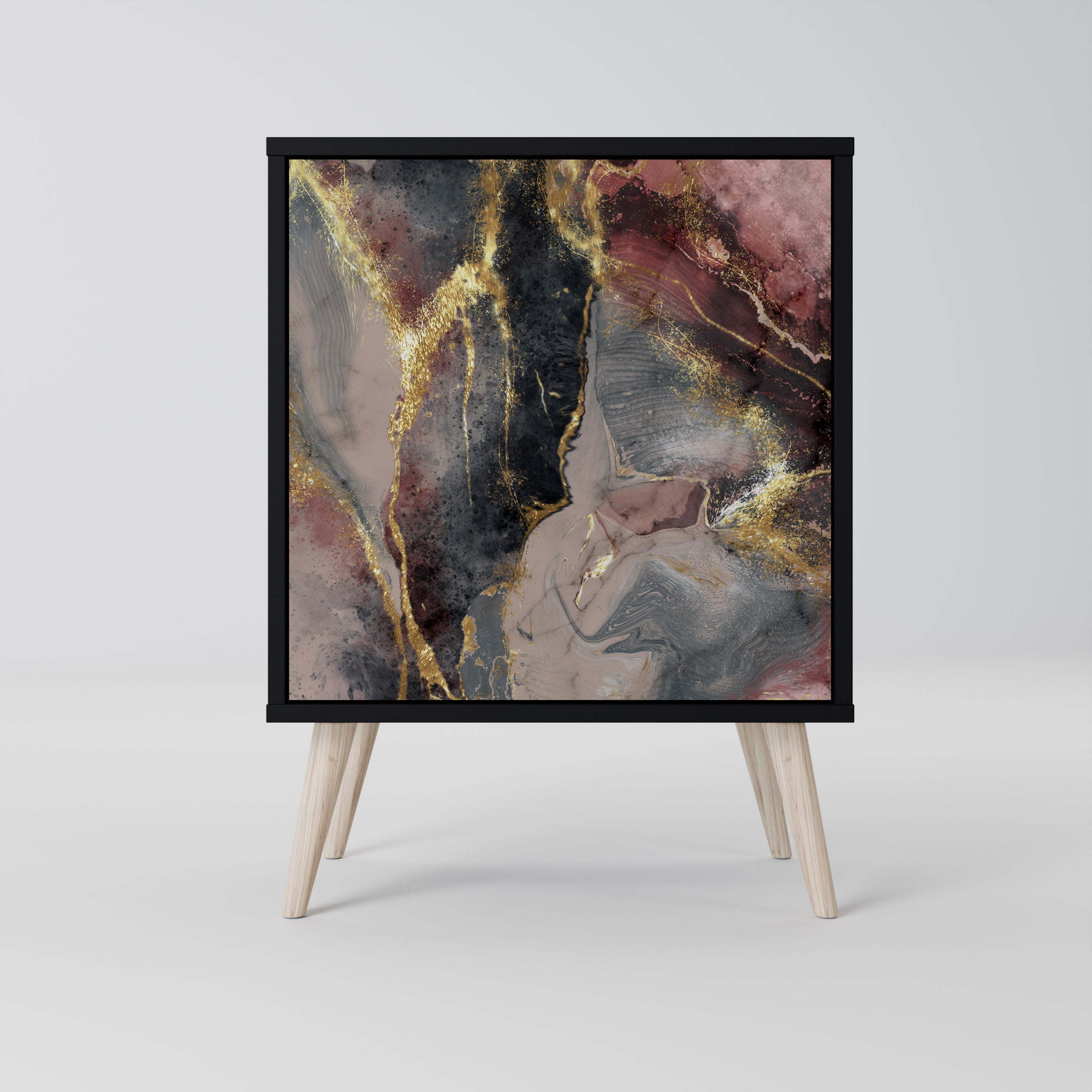 Aparador GOLDEN TIDES de 1 puerta en acabado negro