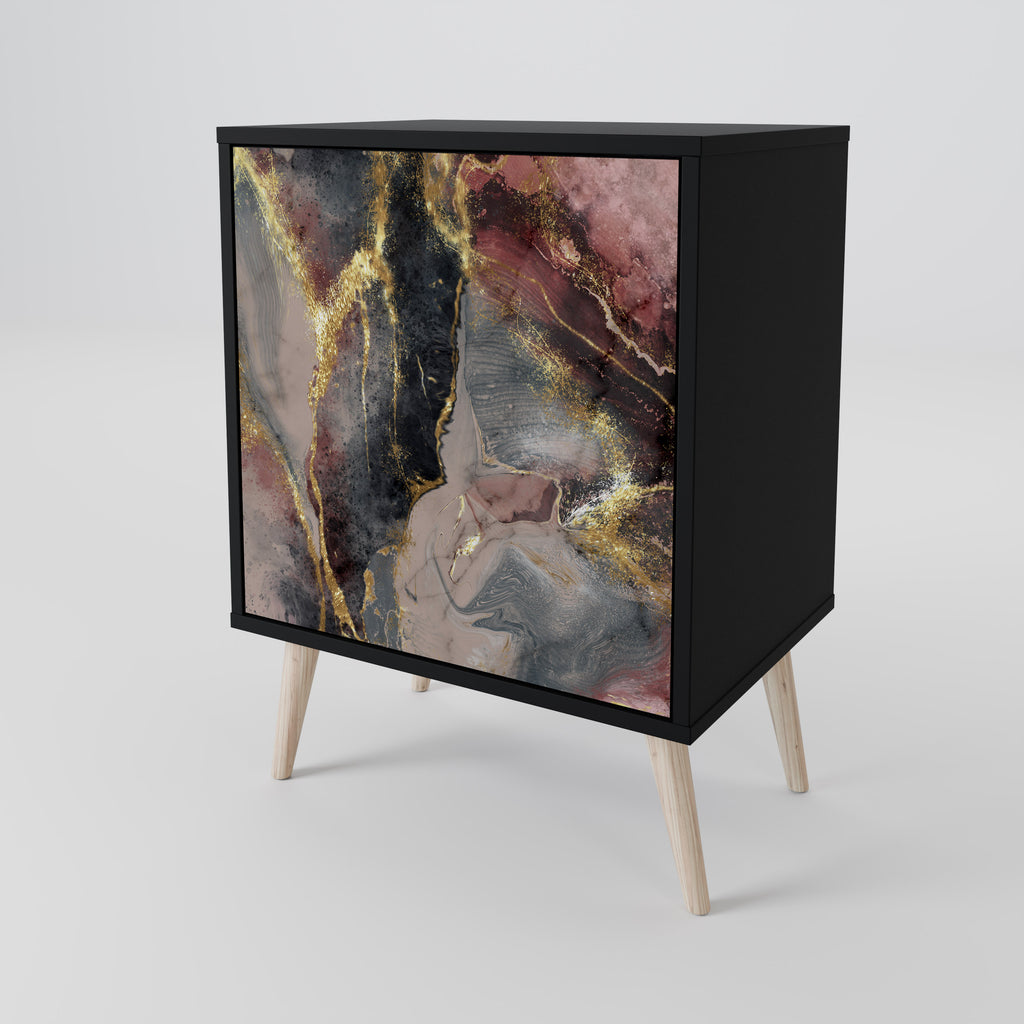 Aparador GOLDEN TIDES de 1 puerta en acabado negro