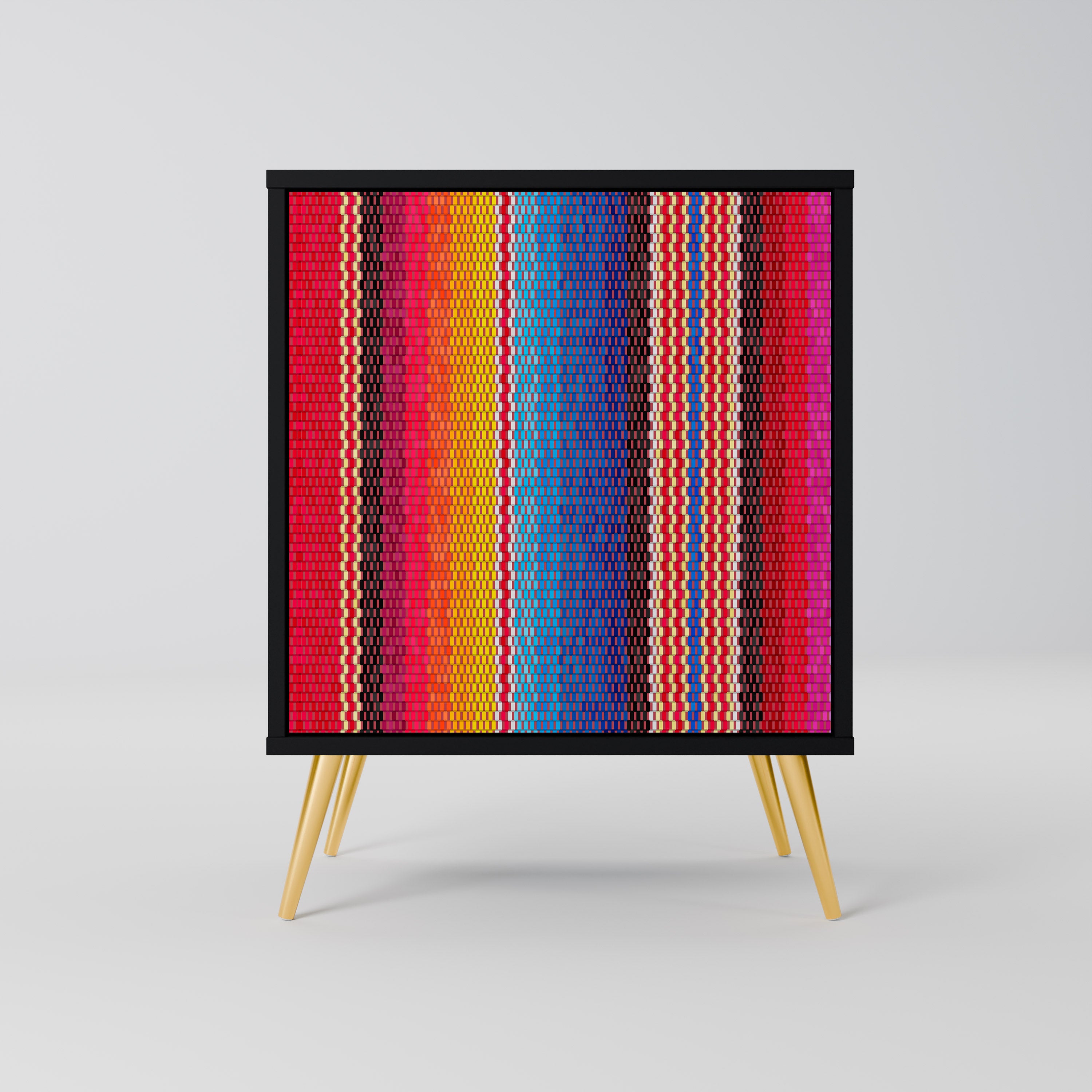 Aparador étnico mexicano de una puerta en acabado negro