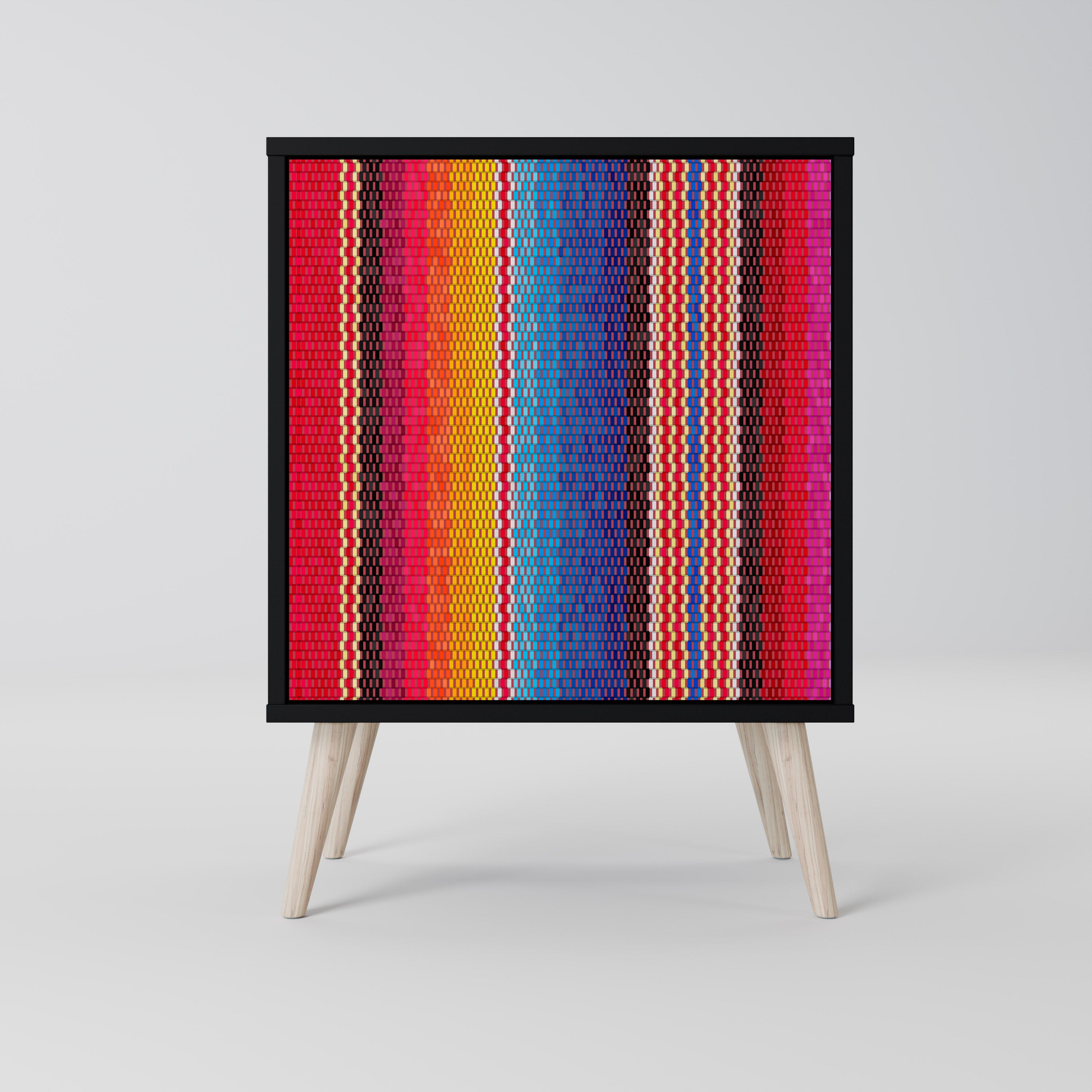 Aparador étnico mexicano de una puerta en acabado negro