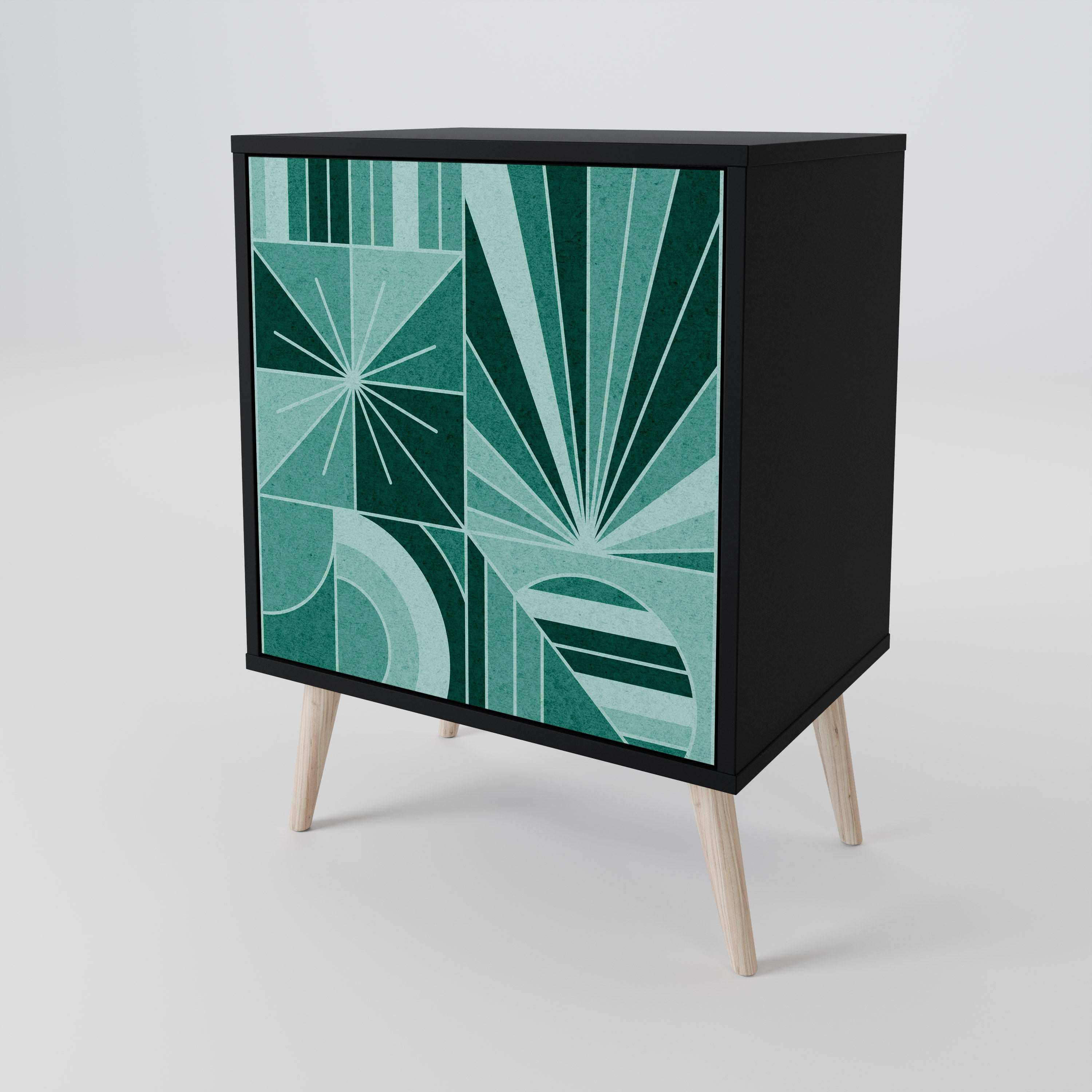 Aparador HARMONIC GRID de 1 puerta en acabado negro