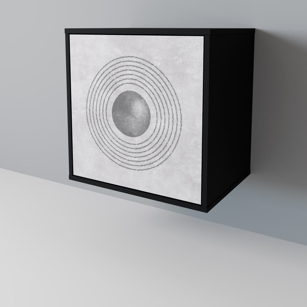 Aparador SOLID CIRCLES de 1 puerta en acabado negro