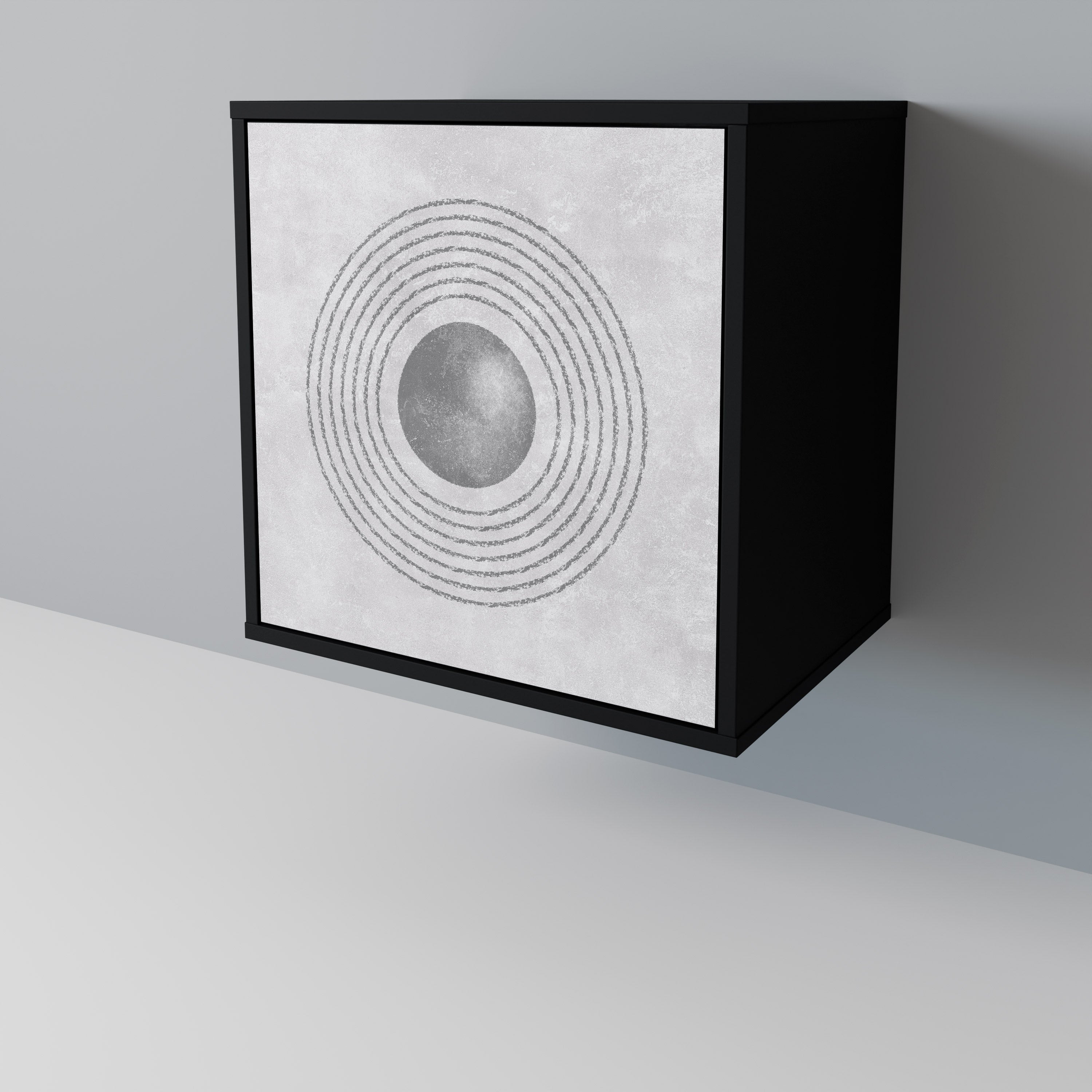 Aparador SOLID CIRCLES de 1 puerta en acabado negro