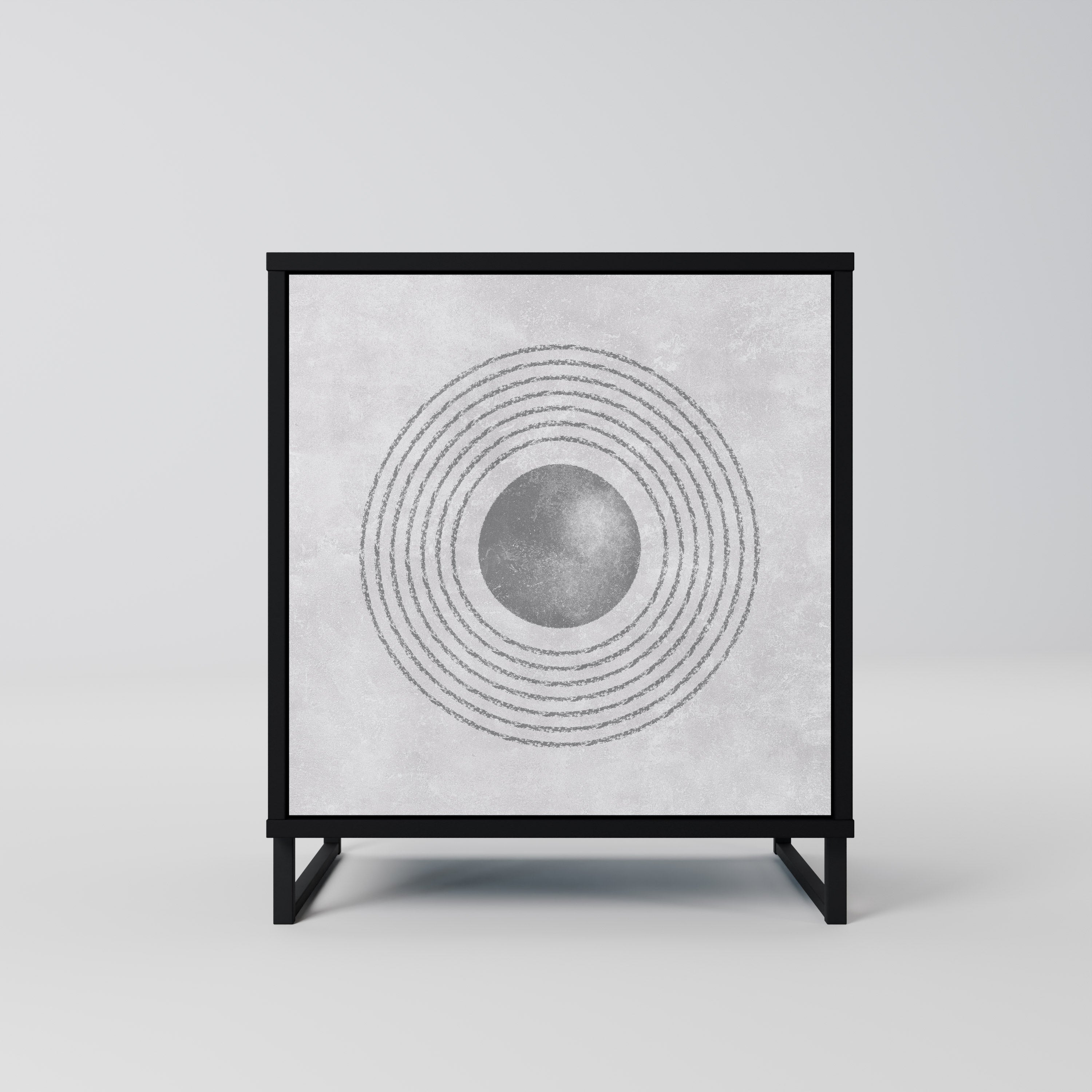 Aparador SOLID CIRCLES de 1 puerta en acabado negro