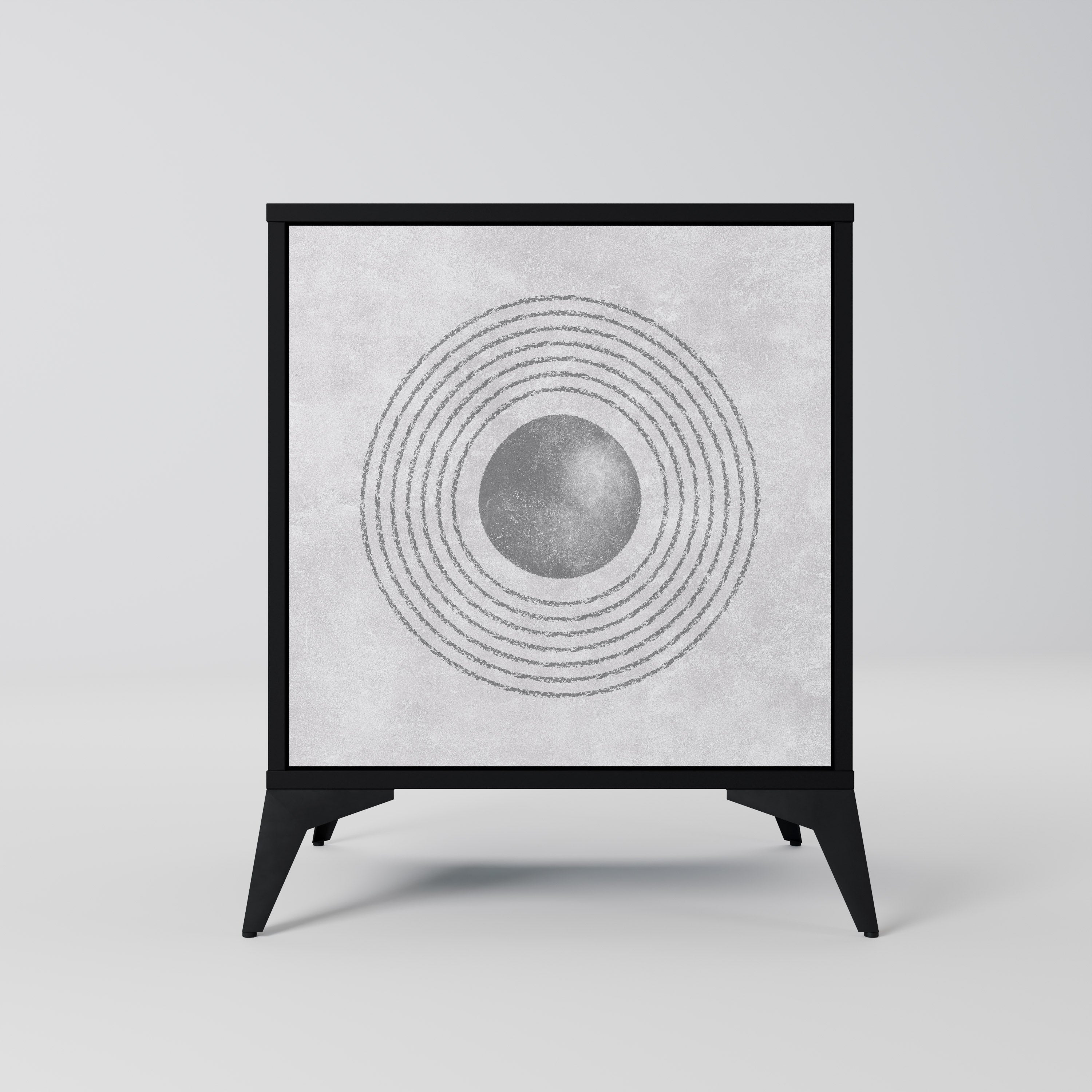 Aparador SOLID CIRCLES de 1 puerta en acabado negro