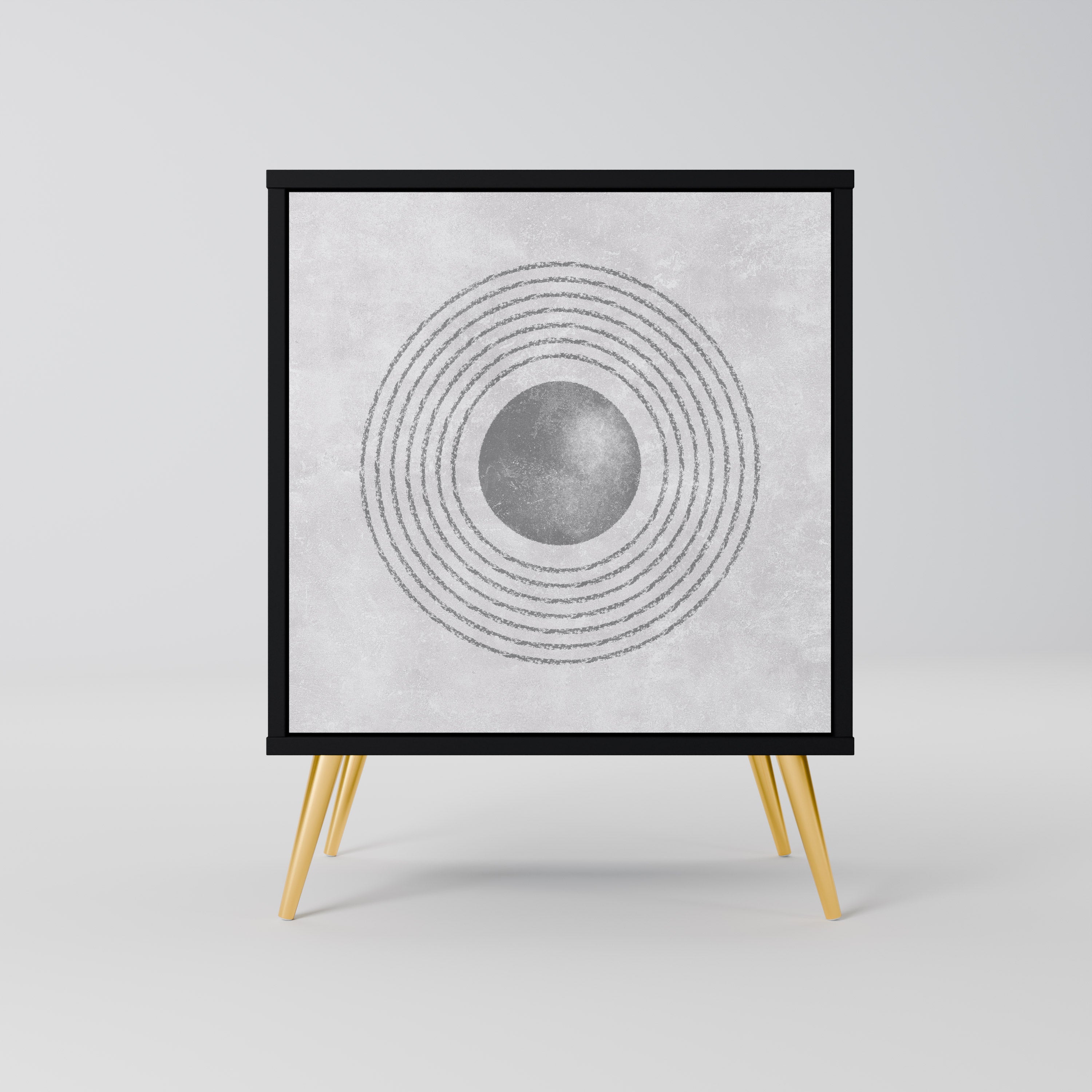 Aparador SOLID CIRCLES de 1 puerta en acabado negro