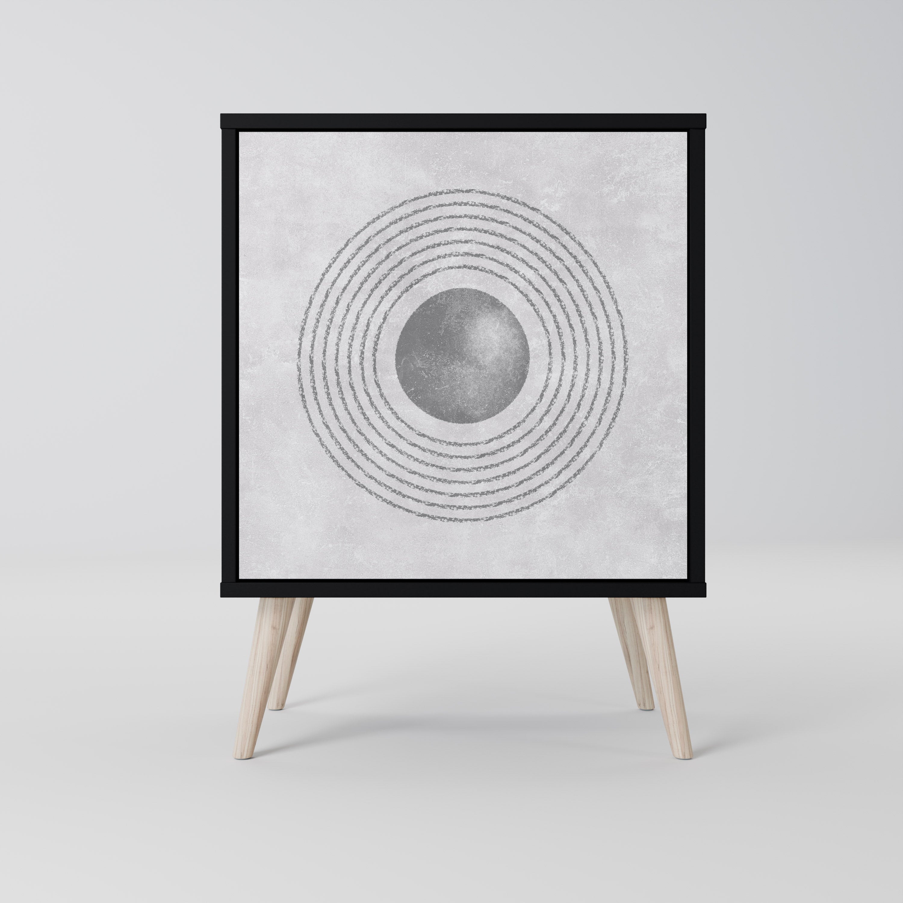 Aparador SOLID CIRCLES de 1 puerta en acabado negro