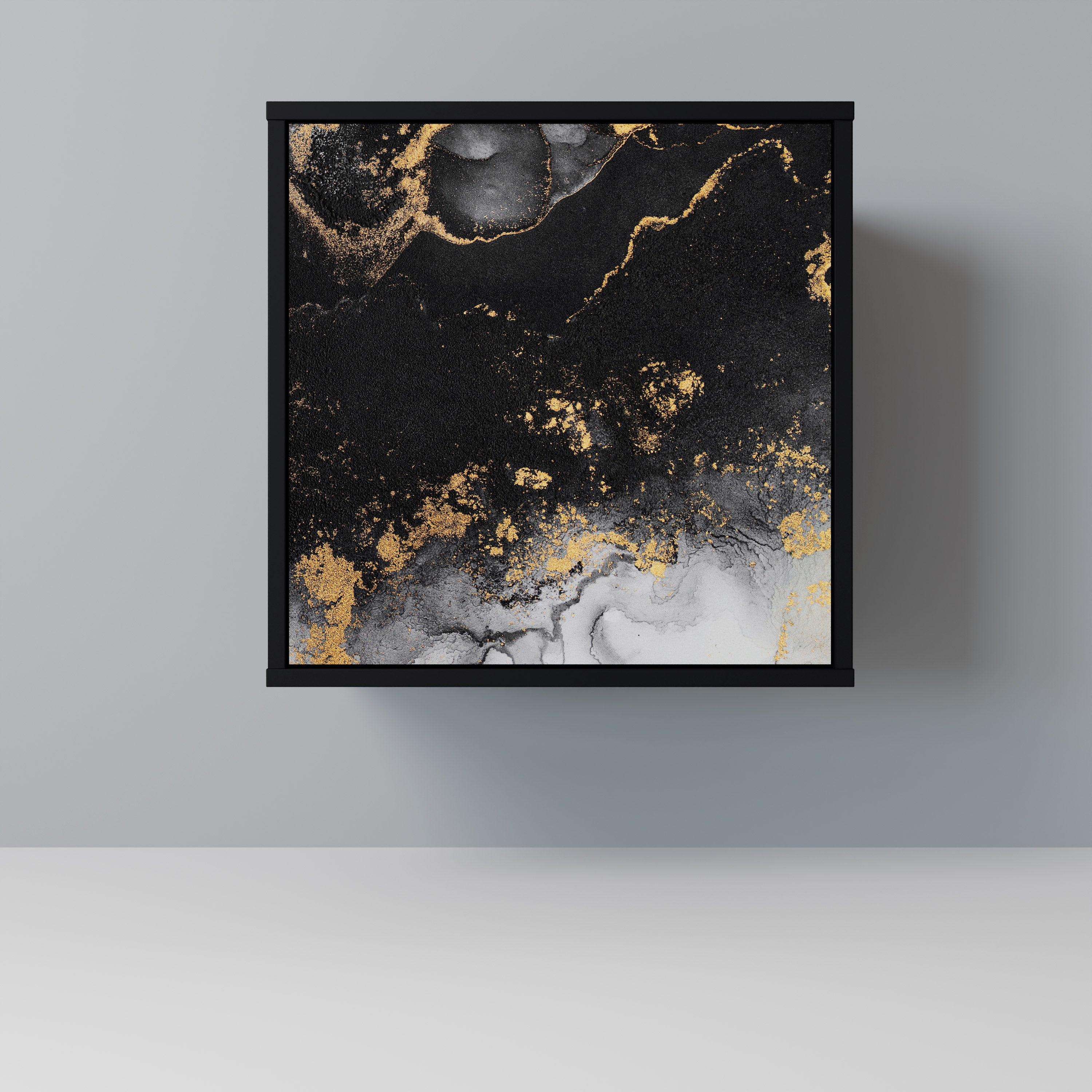 Aparador de 1 puerta MARBLE OF TOMORROW en acabado negro