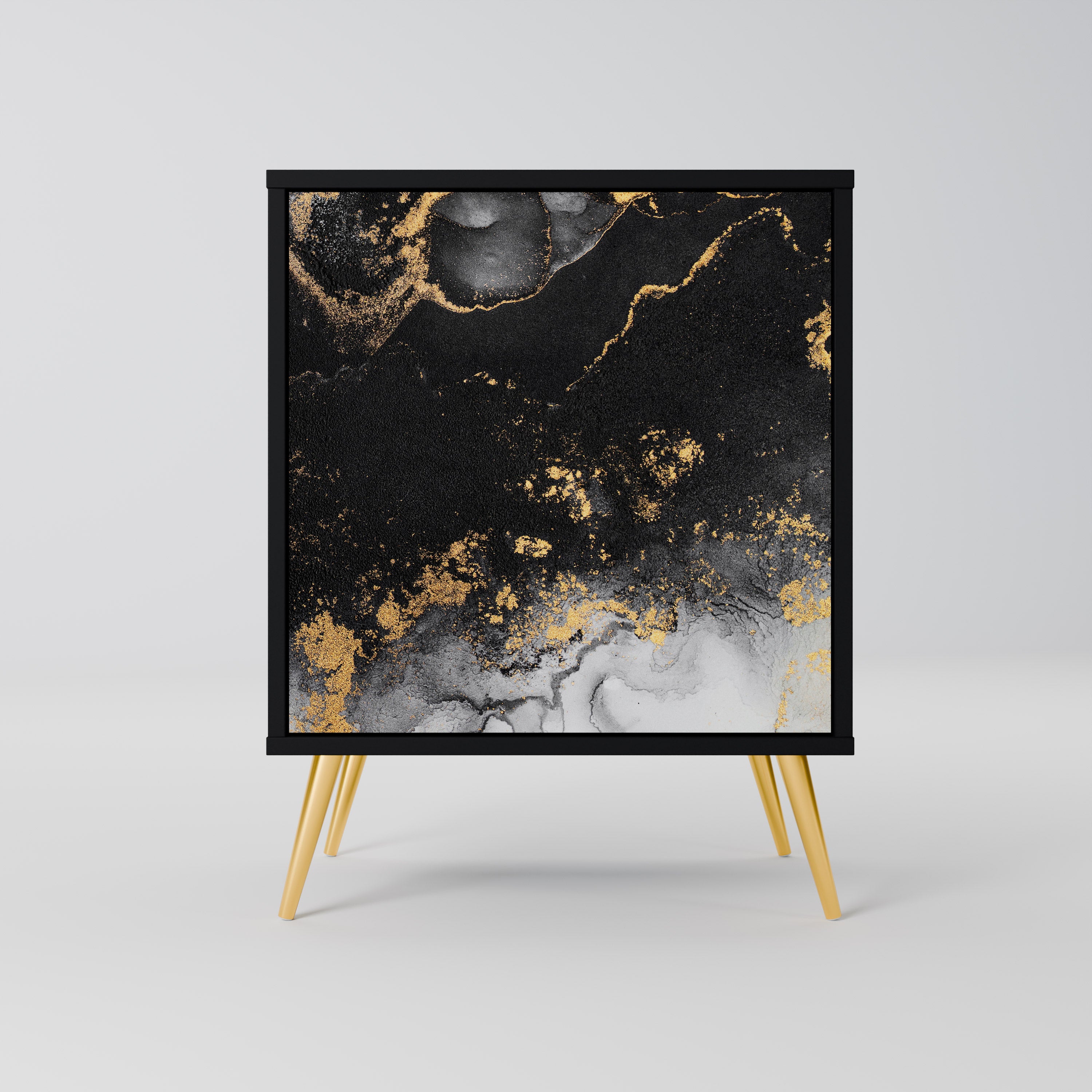 Aparador de 1 puerta MARBLE OF TOMORROW en acabado negro