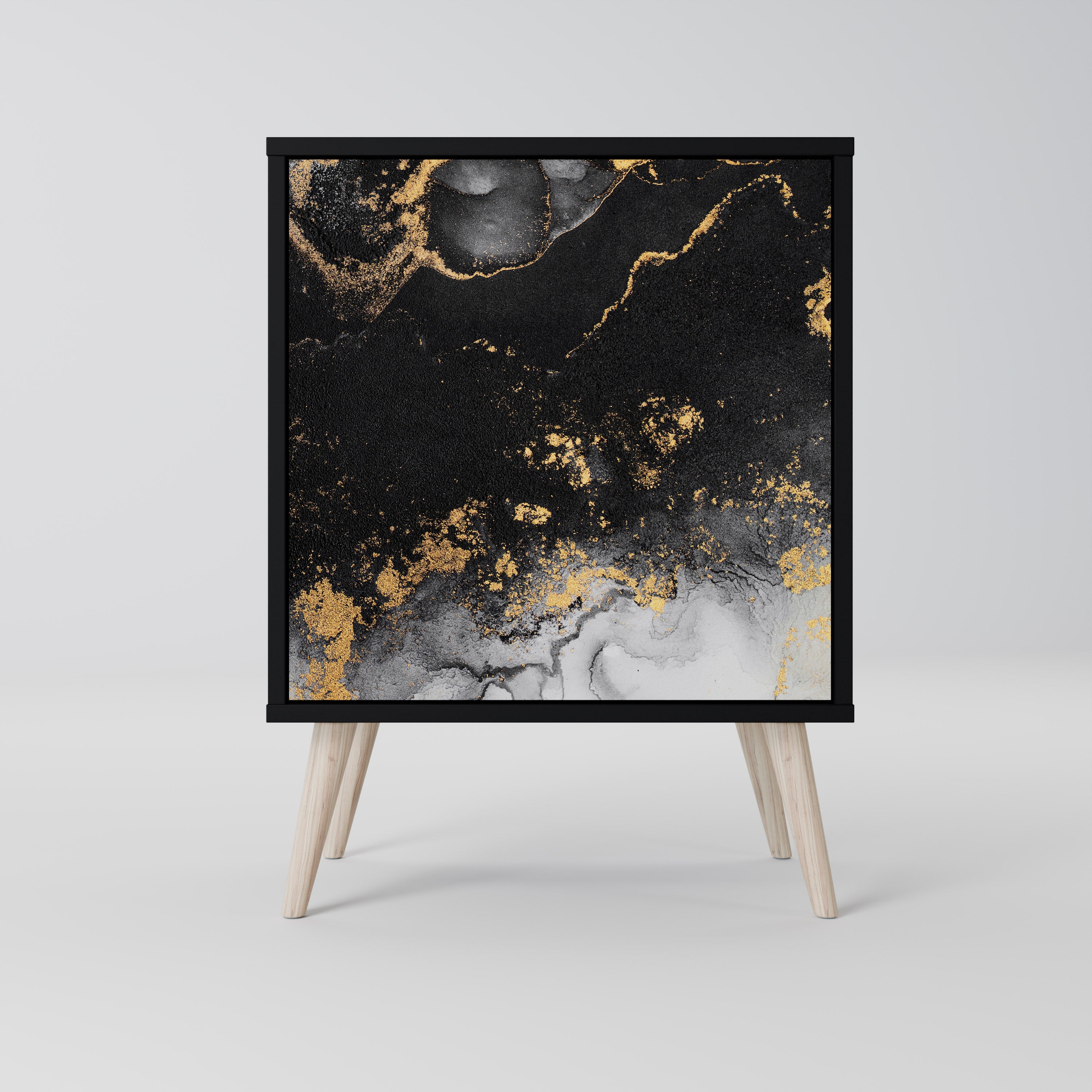 Aparador de 1 puerta MARBLE OF TOMORROW en acabado negro