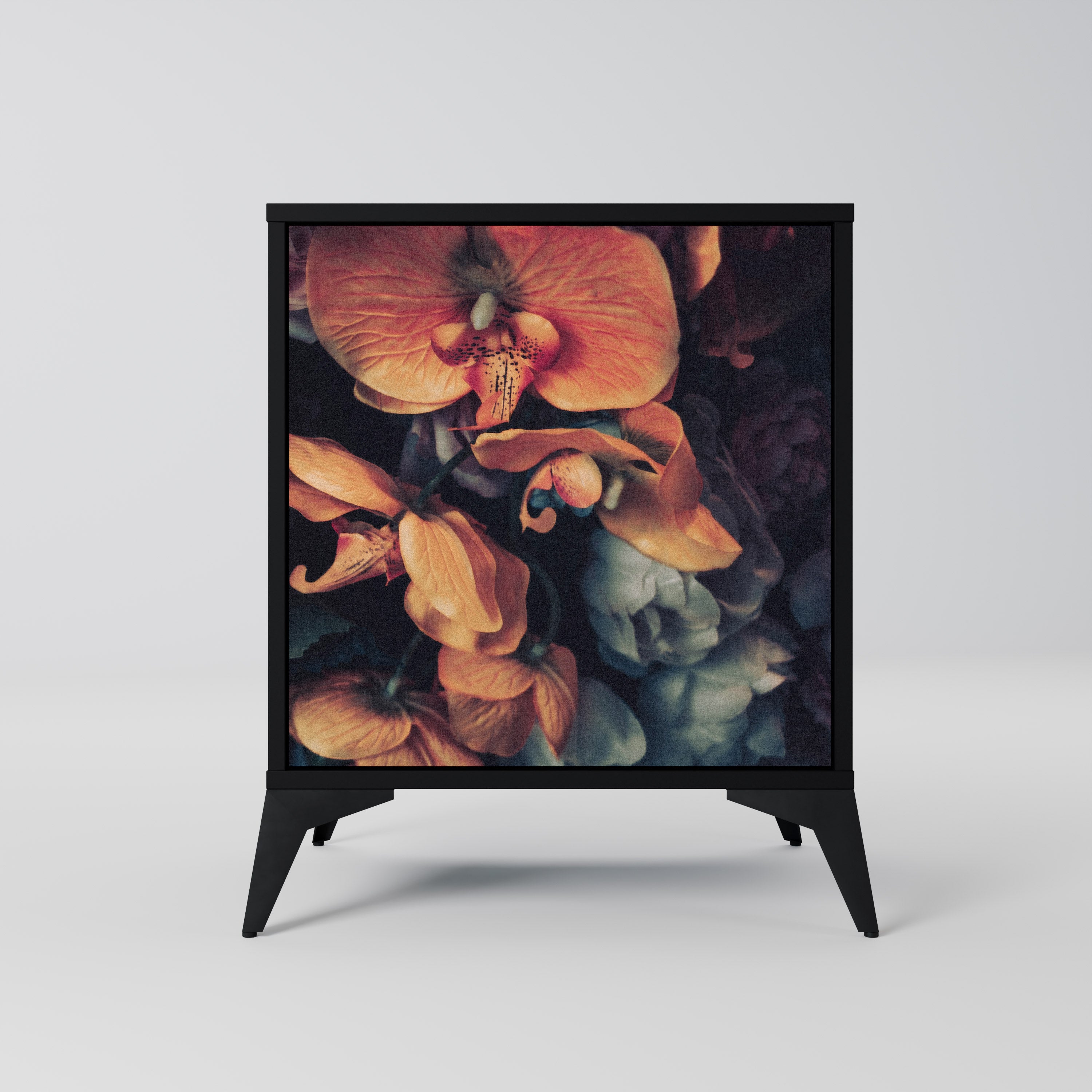 Aparador NEVERENDING BLOOM de 1 puerta en acabado negro