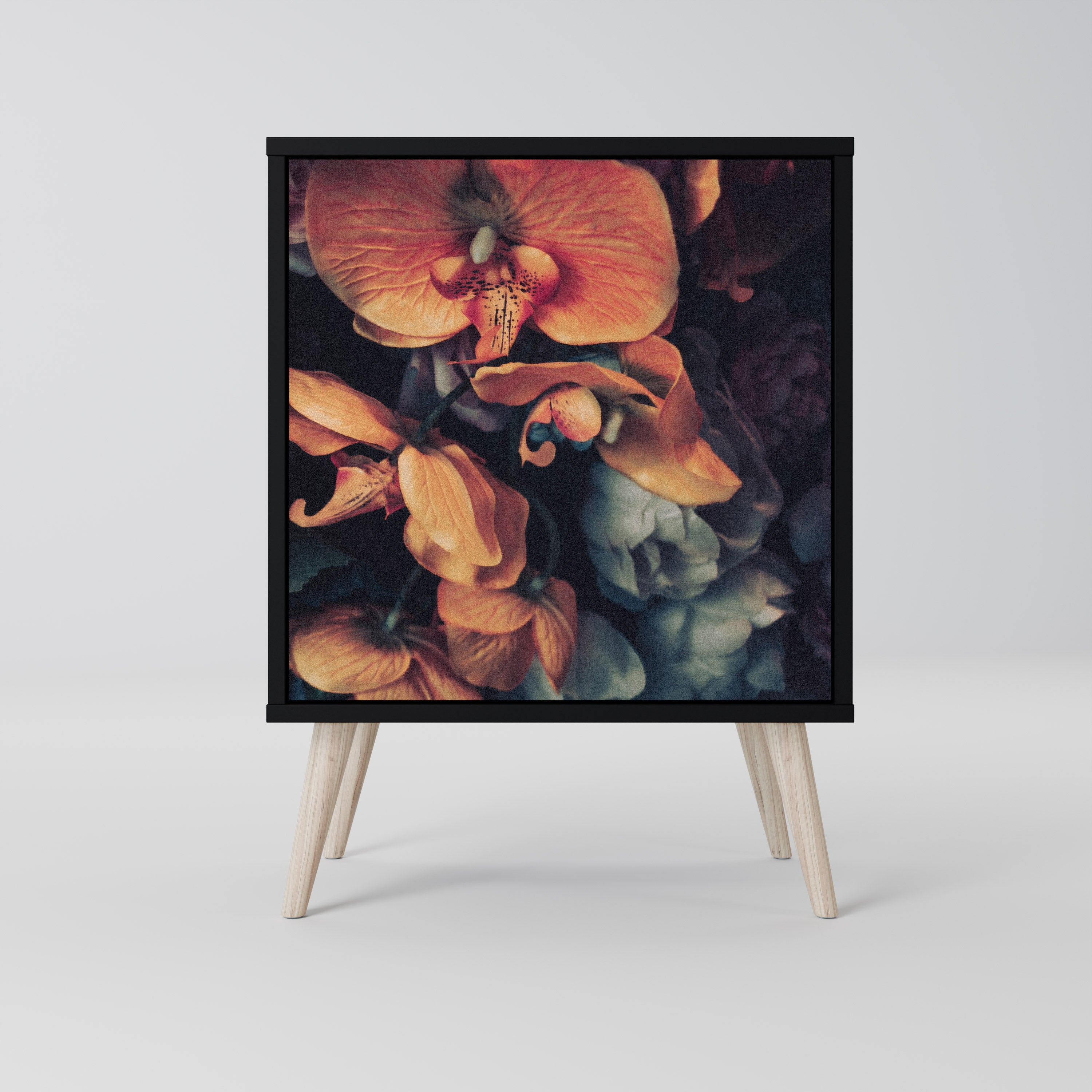 Aparador NEVERENDING BLOOM de 1 puerta en acabado negro