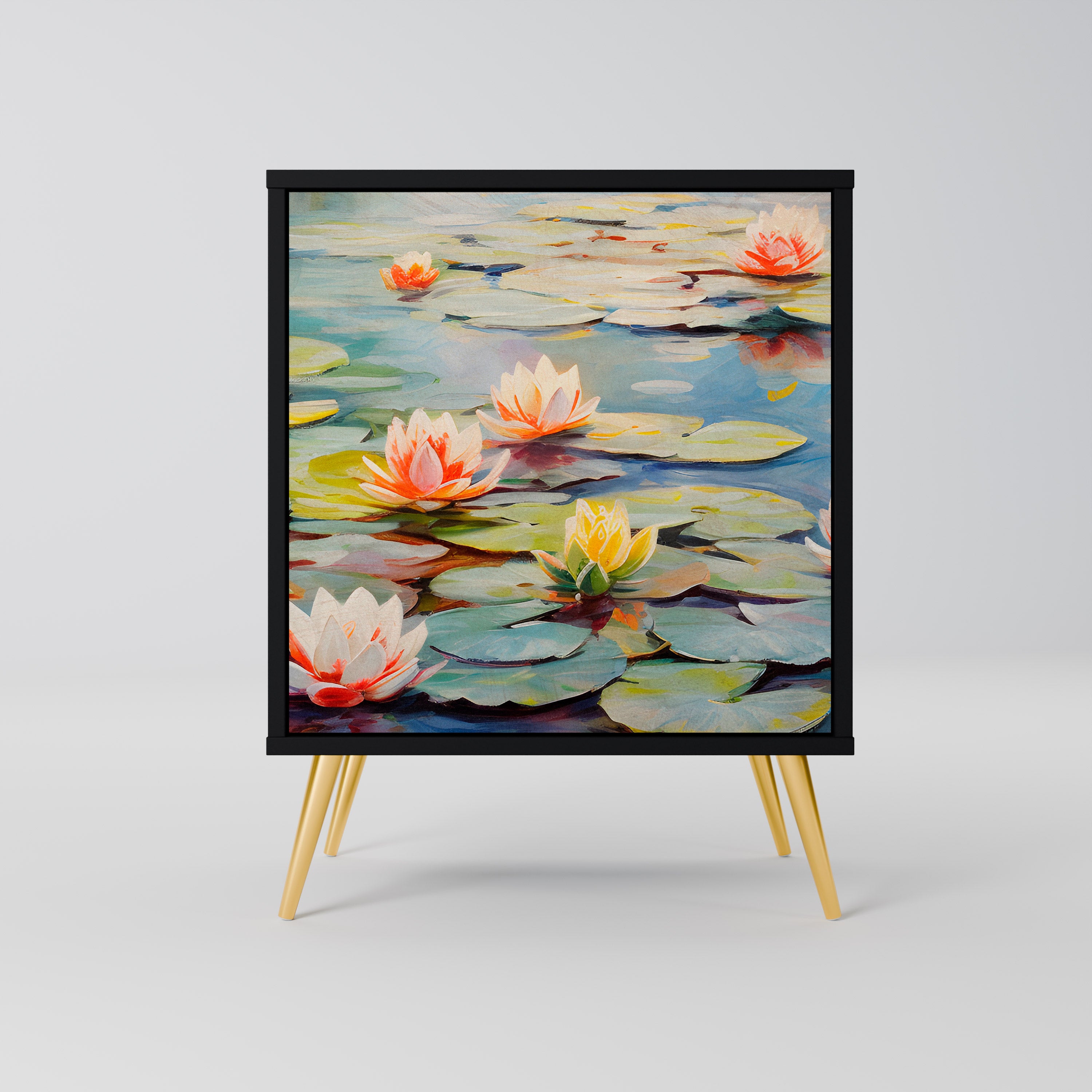 BLOOMING WATERS 1-Door Sideboard in Black Finish