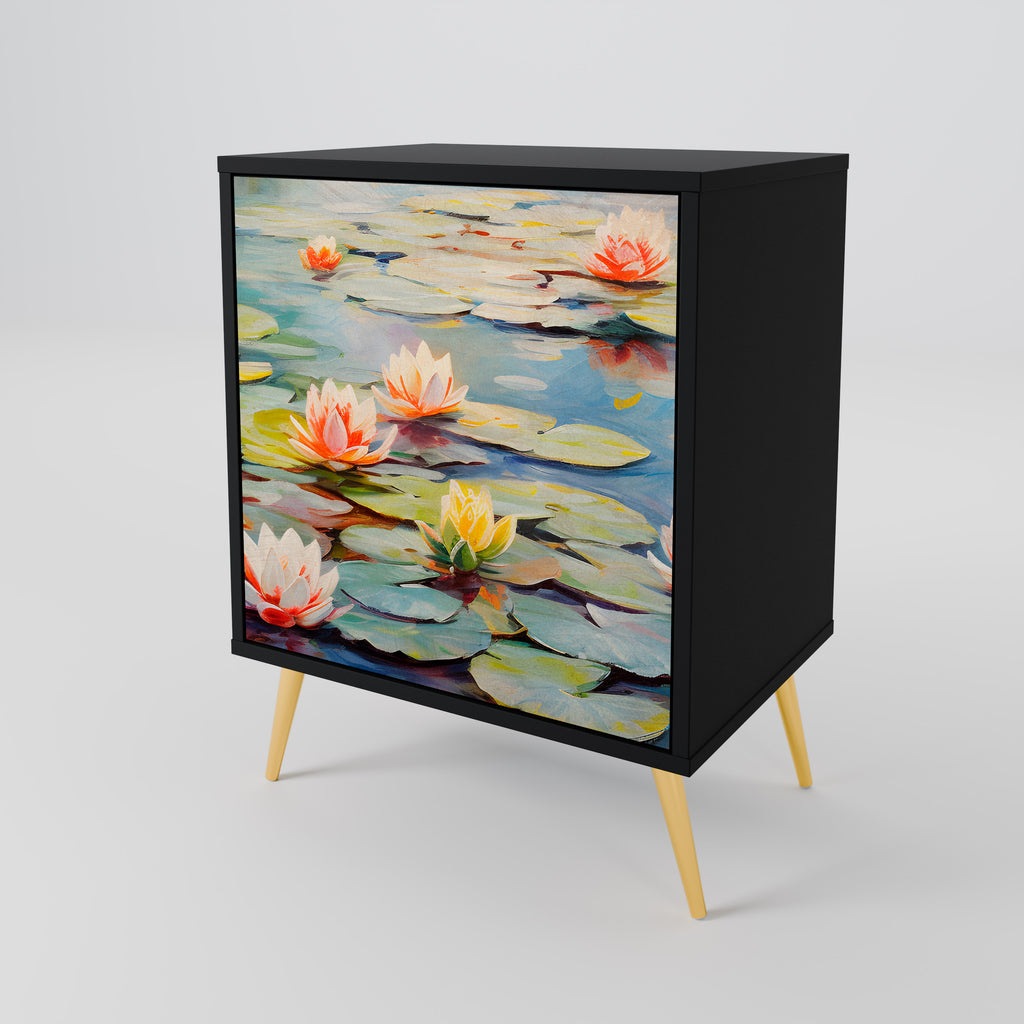 BLOOMING WATERS 1-Door Sideboard in Black Finish