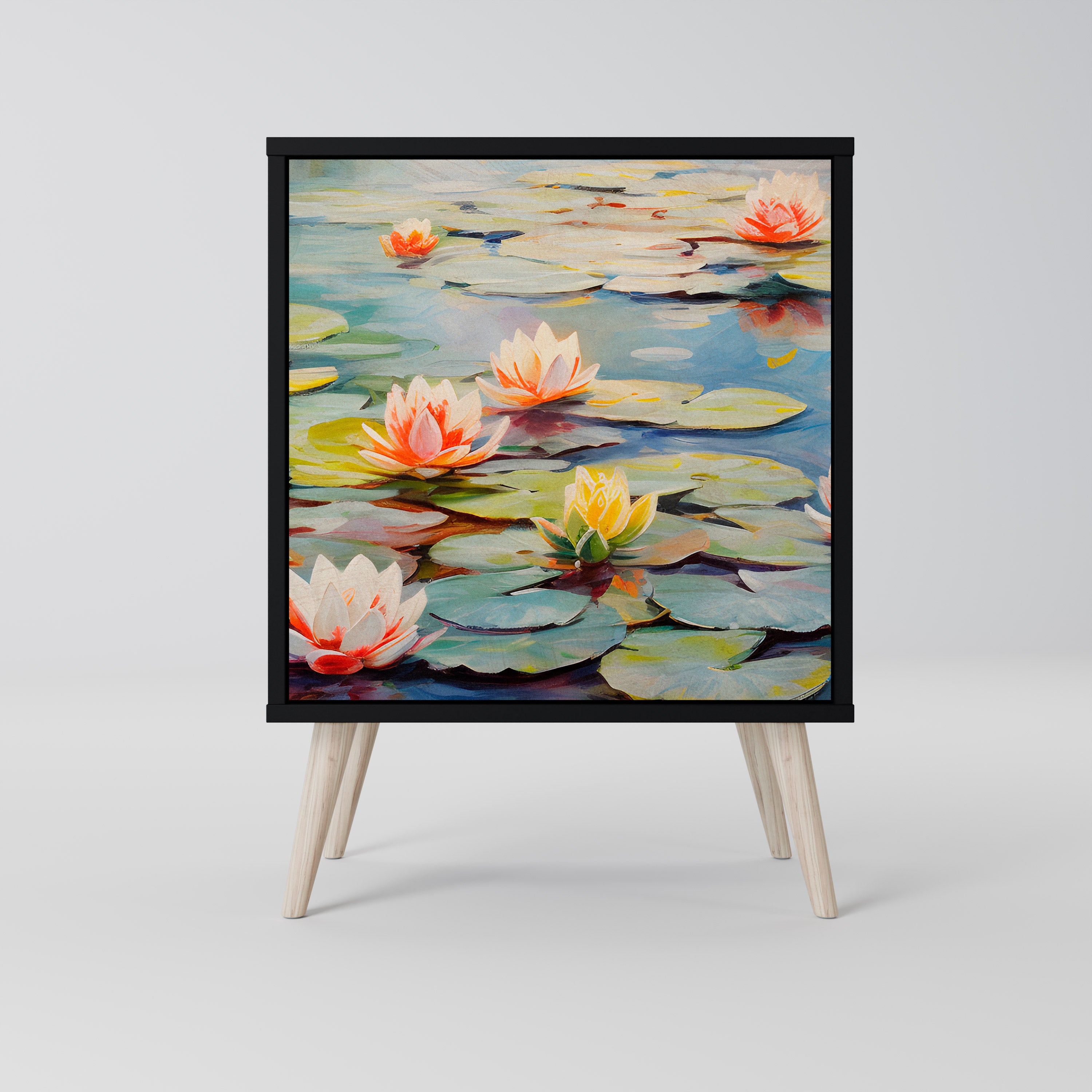 BLOOMING WATERS 1-Door Sideboard in Black Finish