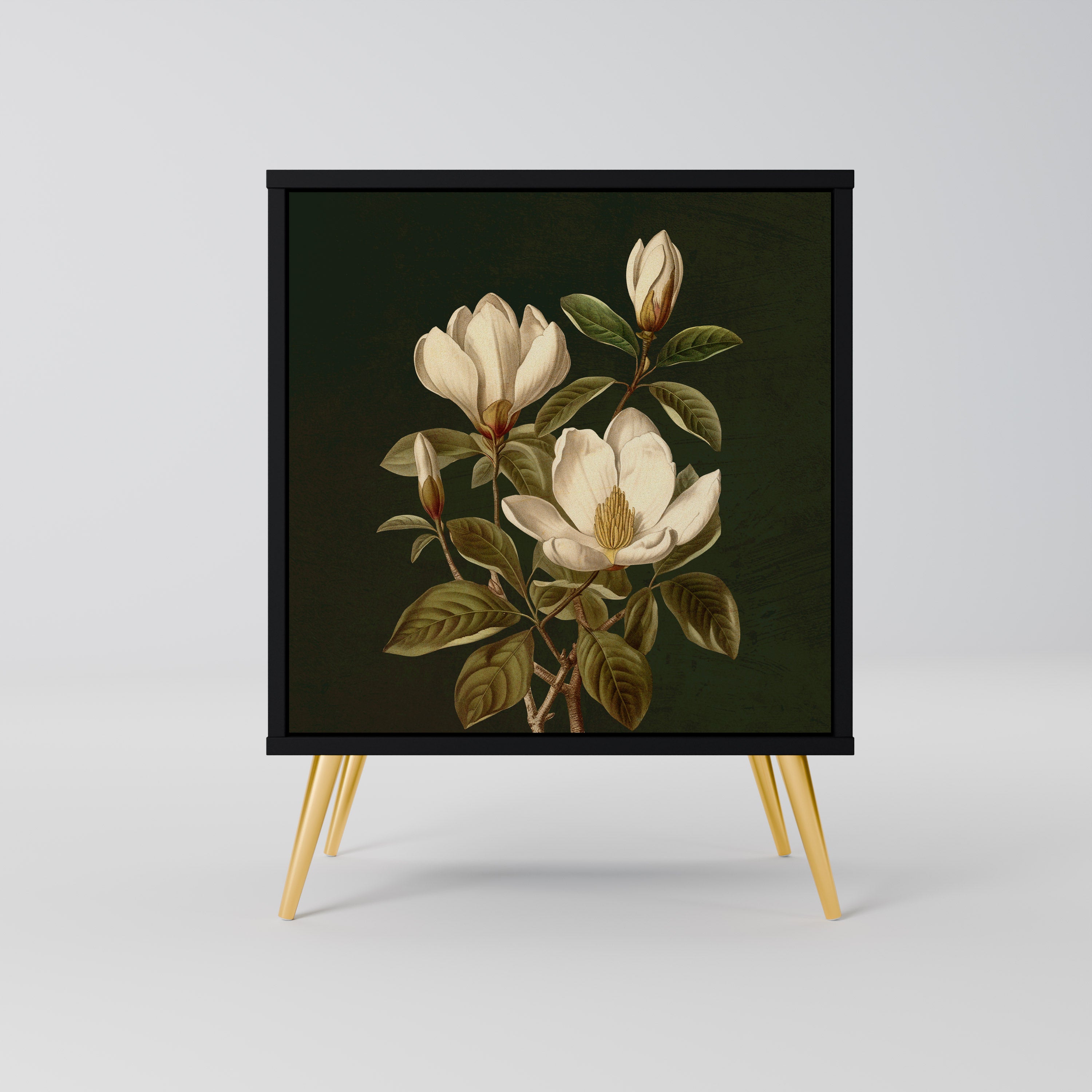 Aparador FLORAL NOIR de 1 puerta en acabado negro