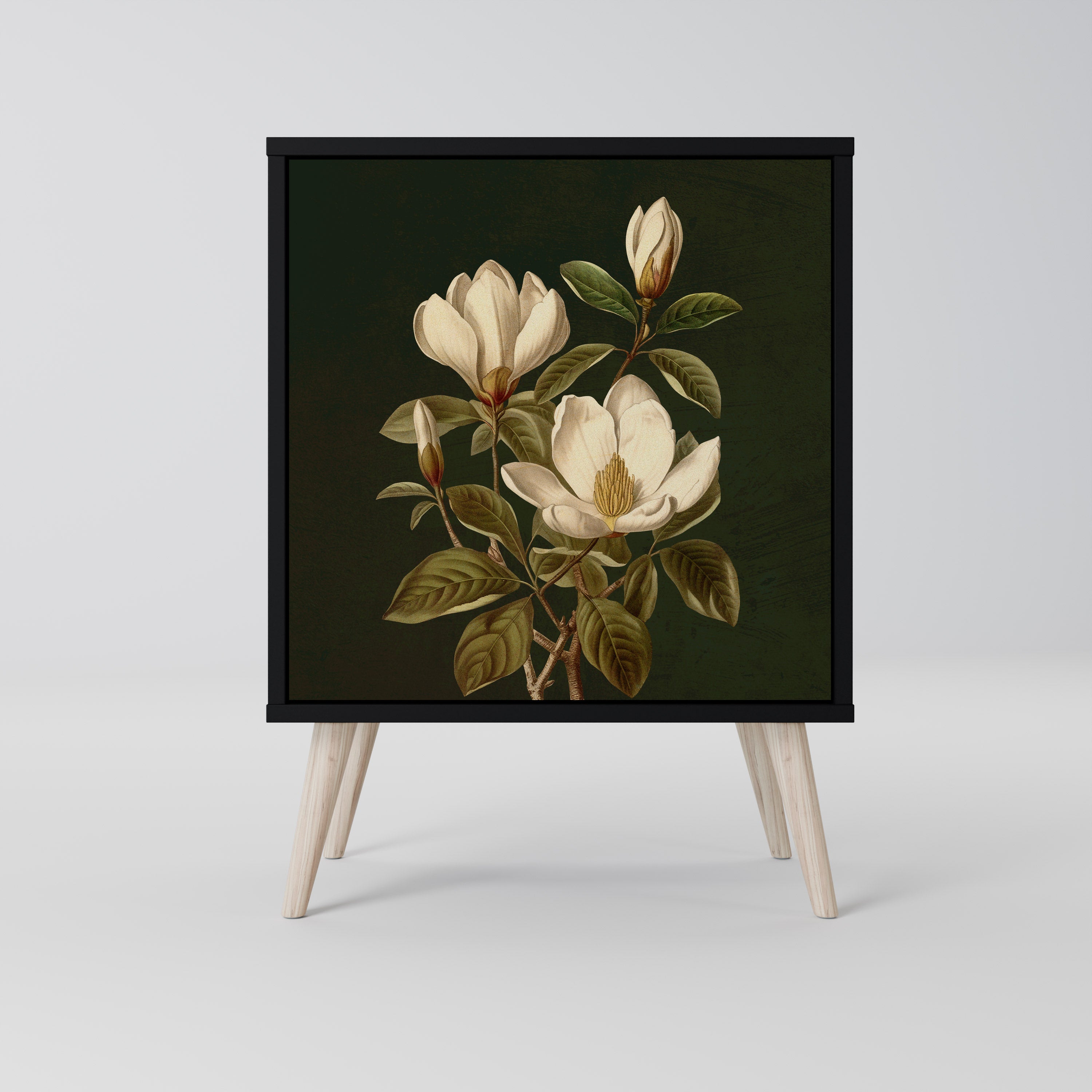 Aparador FLORAL NOIR de 1 puerta en acabado negro