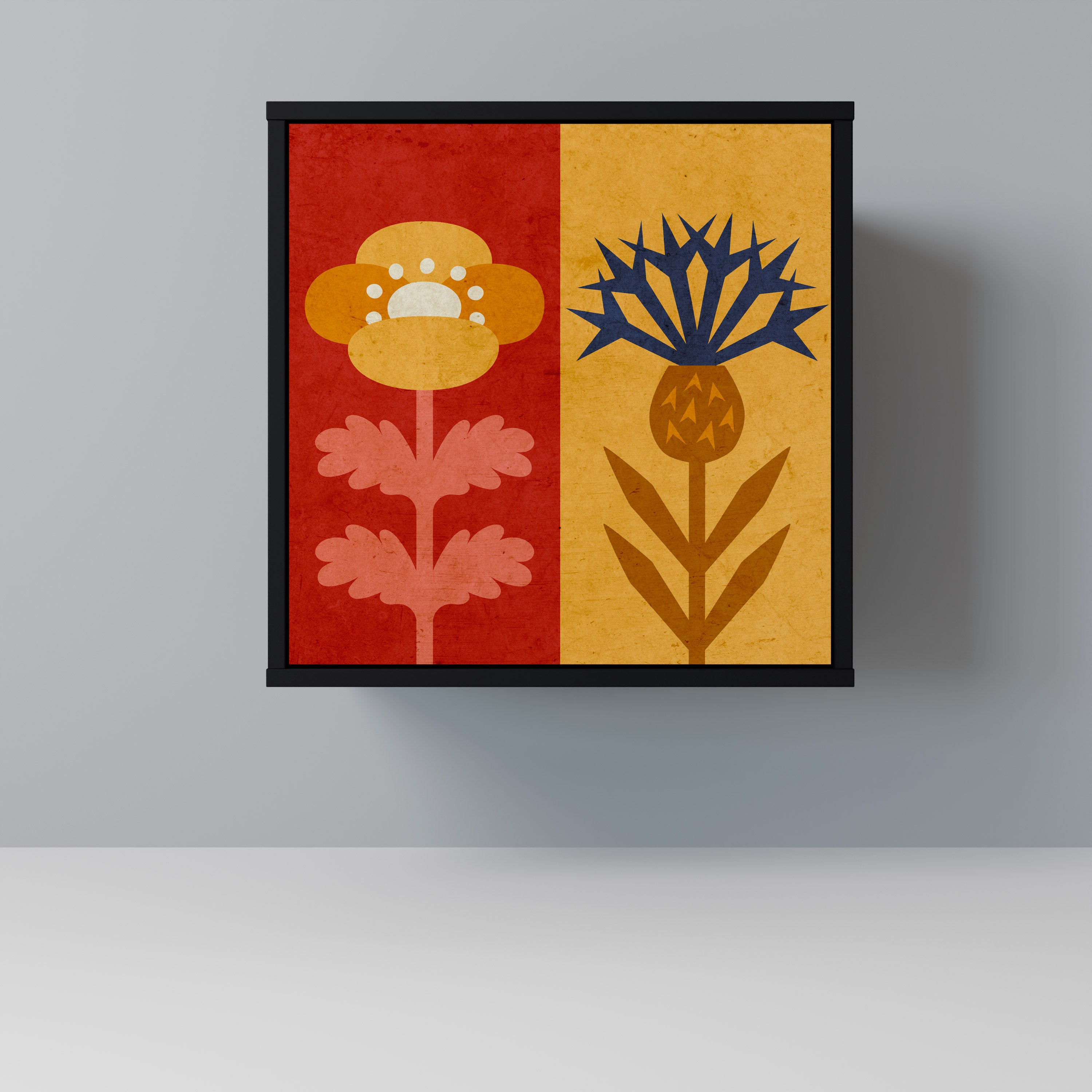 Aparador SCANDIC FLOWERET de 1 puerta en acabado negro