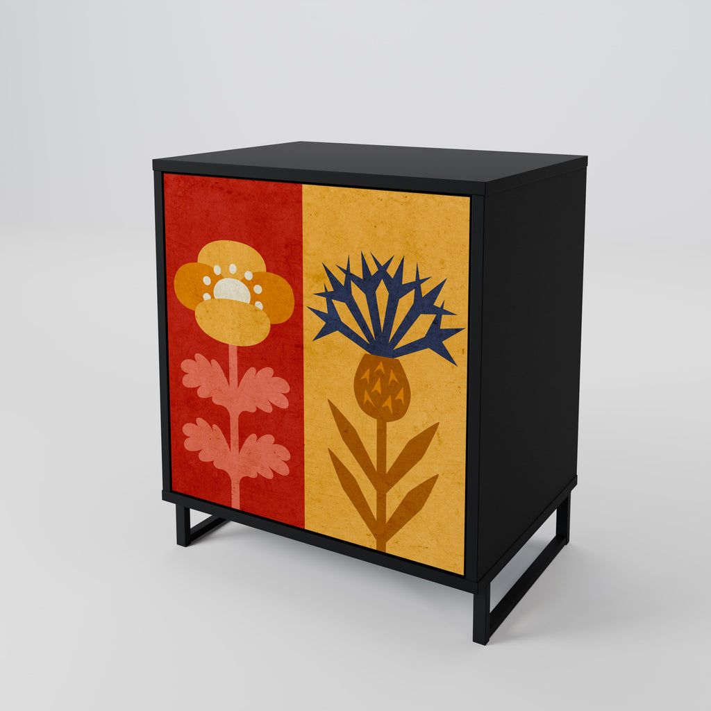 Aparador SCANDIC FLOWERET de 1 puerta en acabado negro