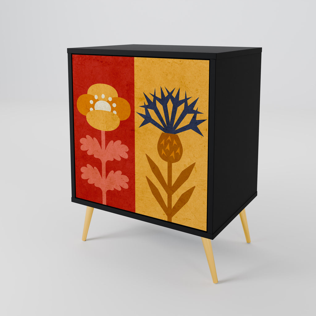 Aparador SCANDIC FLOWERET de 1 puerta en acabado negro