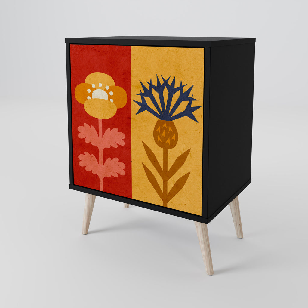 Aparador SCANDIC FLOWERET de 1 puerta en acabado negro