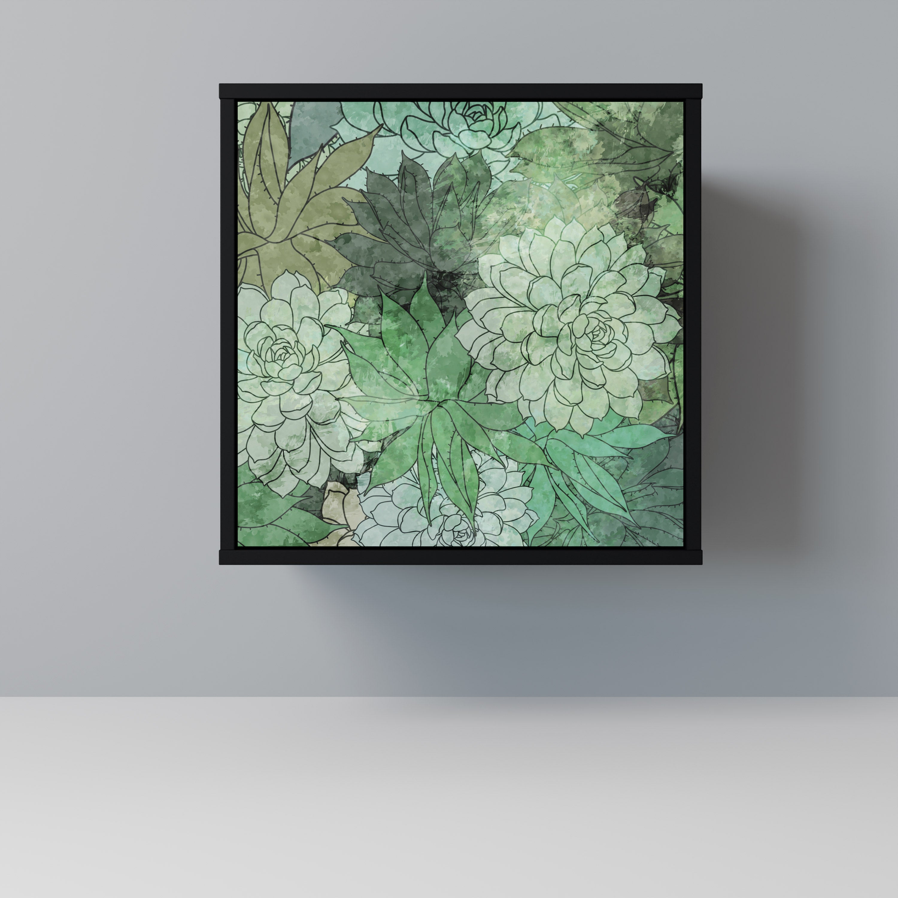 Aparador de una puerta SUCCULENT CLUSTER en acabado negro