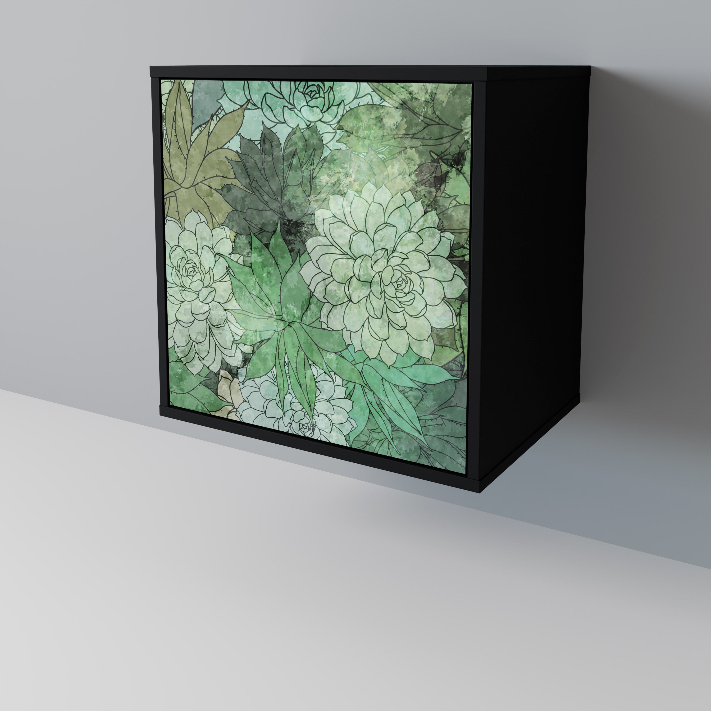 Aparador de una puerta SUCCULENT CLUSTER en acabado negro