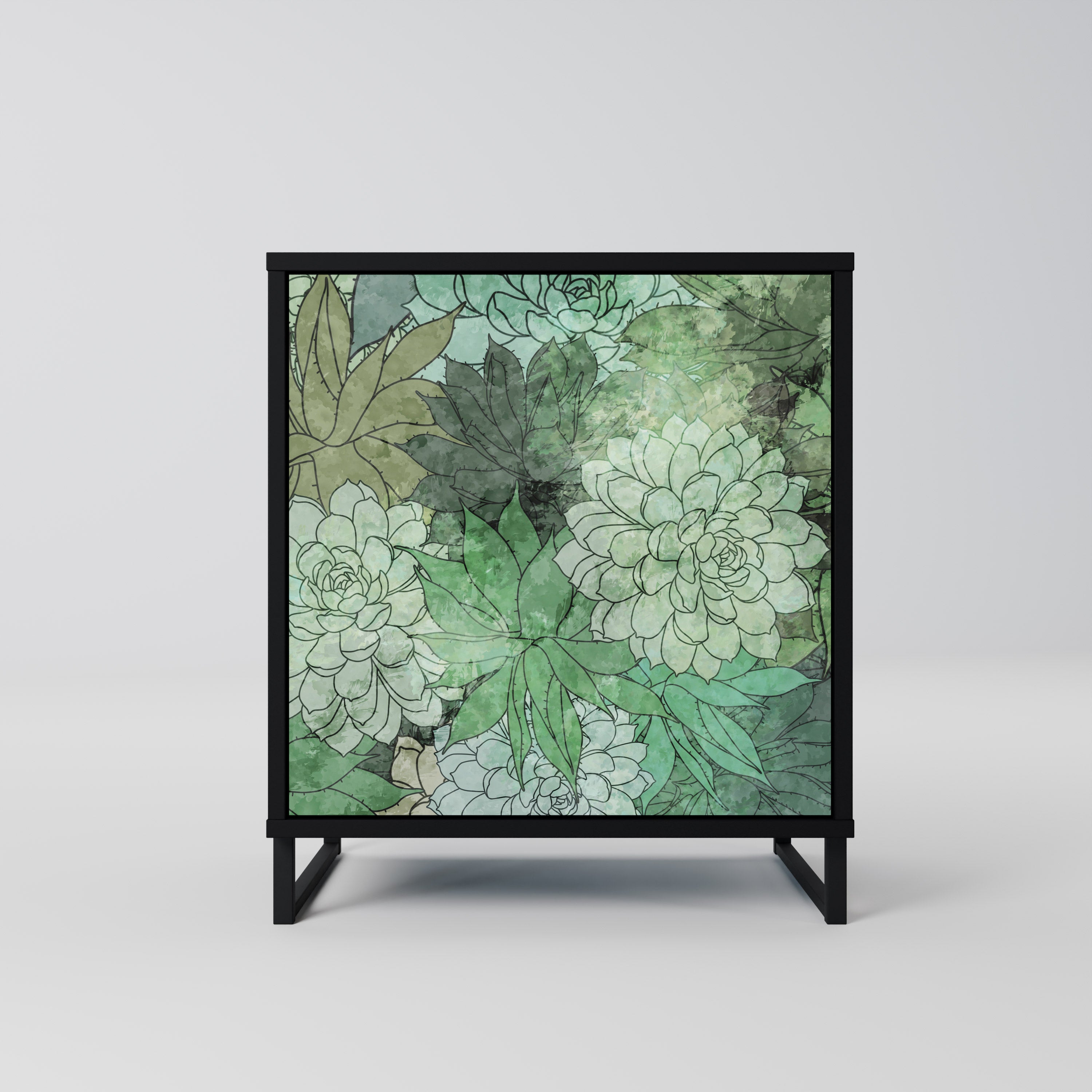 Aparador de una puerta SUCCULENT CLUSTER en acabado negro