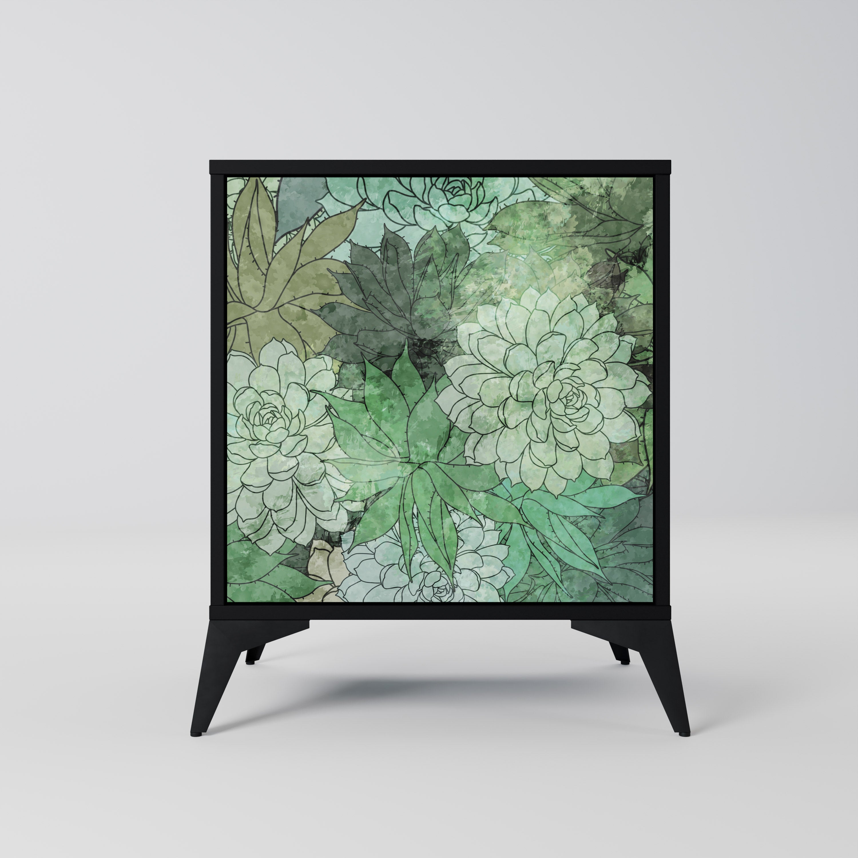 Aparador de una puerta SUCCULENT CLUSTER en acabado negro