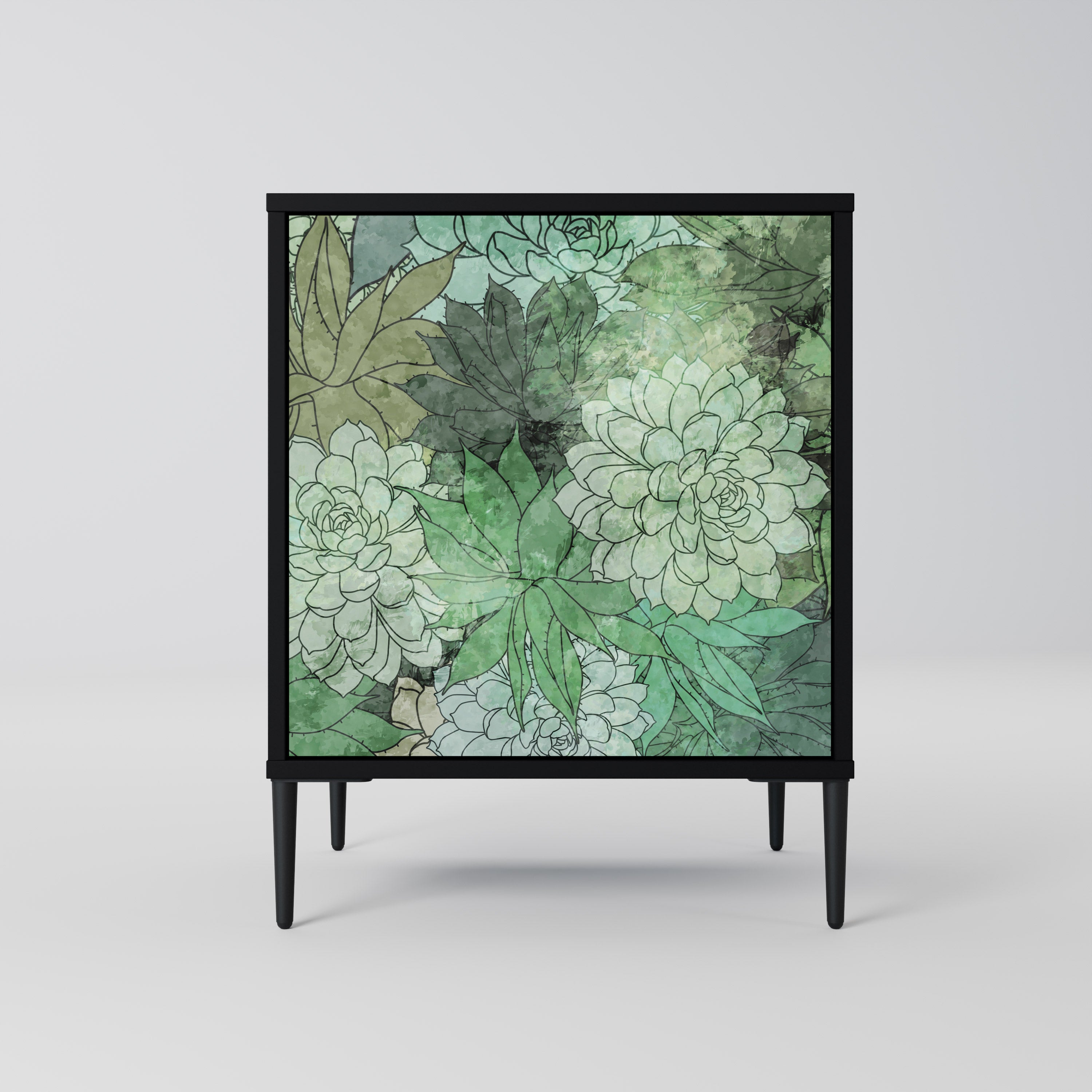 Aparador de una puerta SUCCULENT CLUSTER en acabado negro