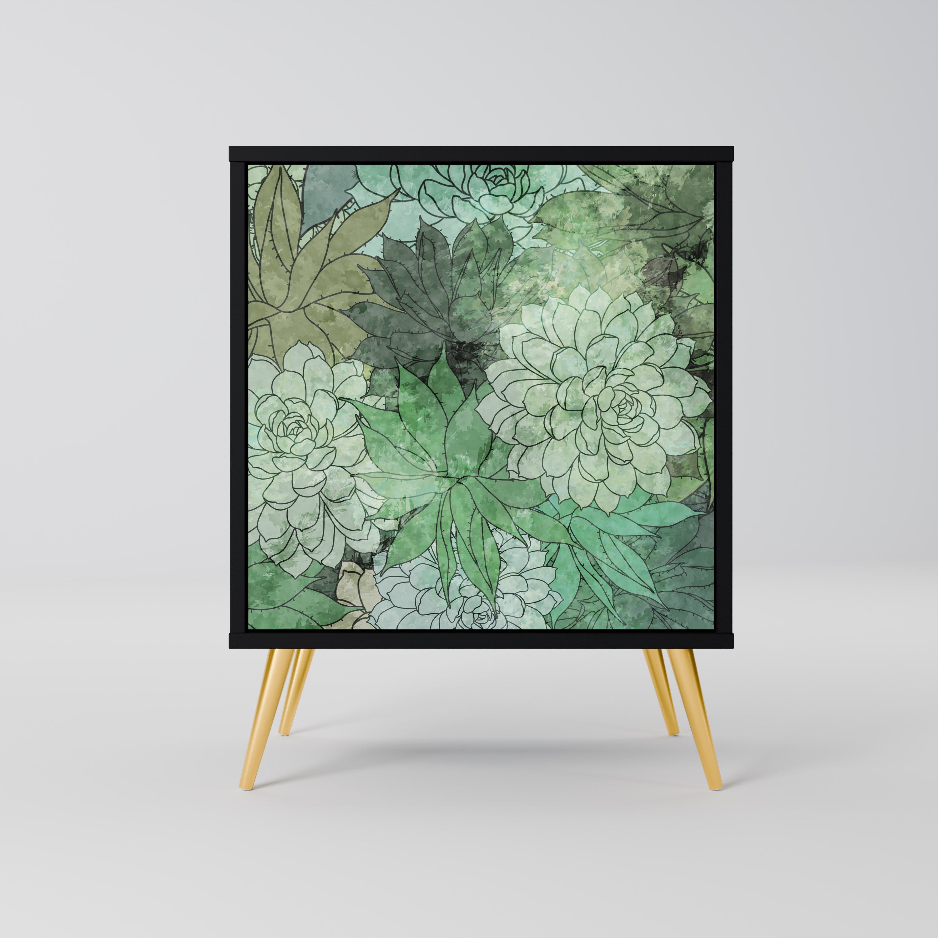 Aparador de una puerta SUCCULENT CLUSTER en acabado negro