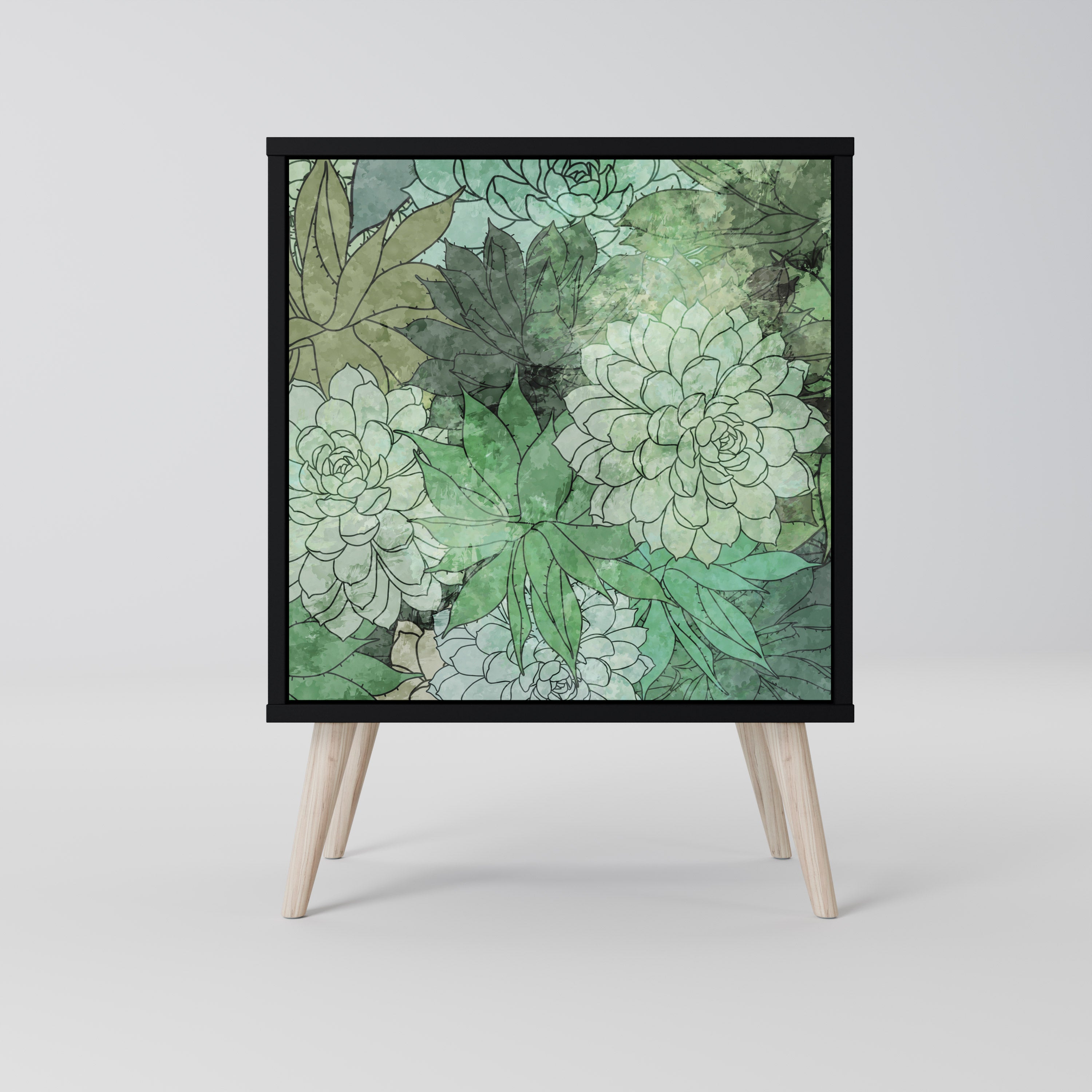 Aparador de una puerta SUCCULENT CLUSTER en acabado negro